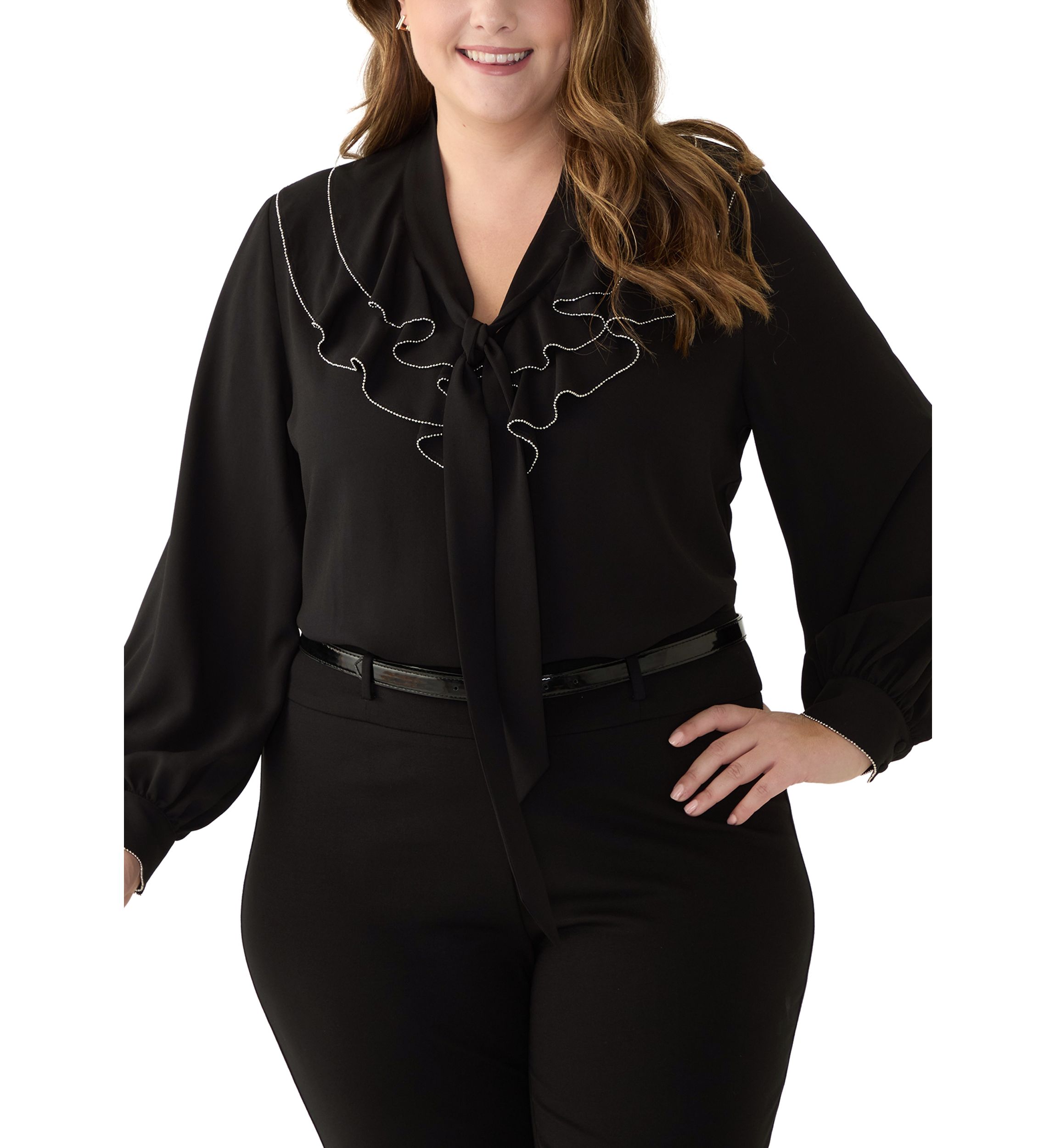 Plus Size Ruffle Front Blouse
