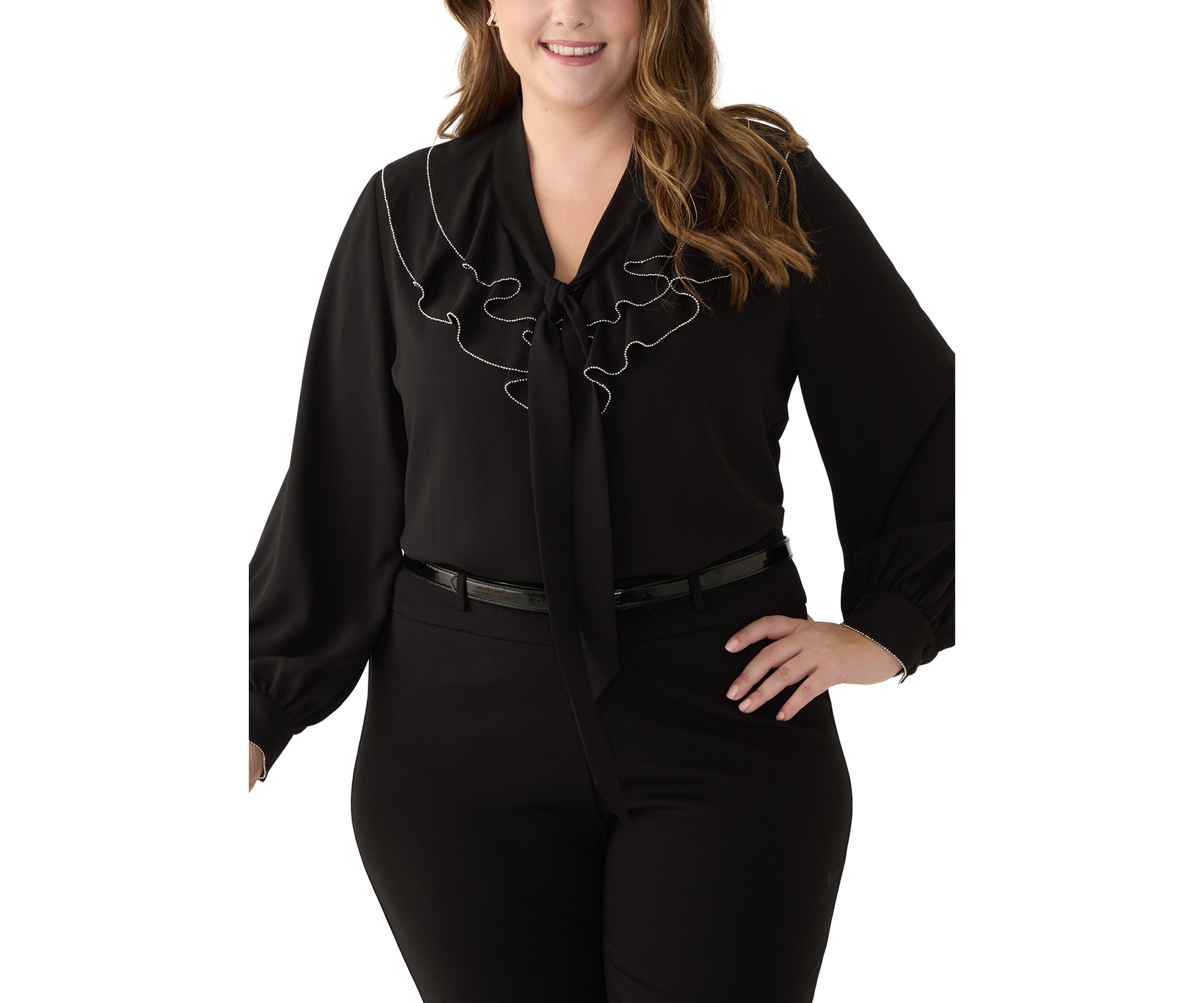 Plus Size Ruffle Front Blouse
