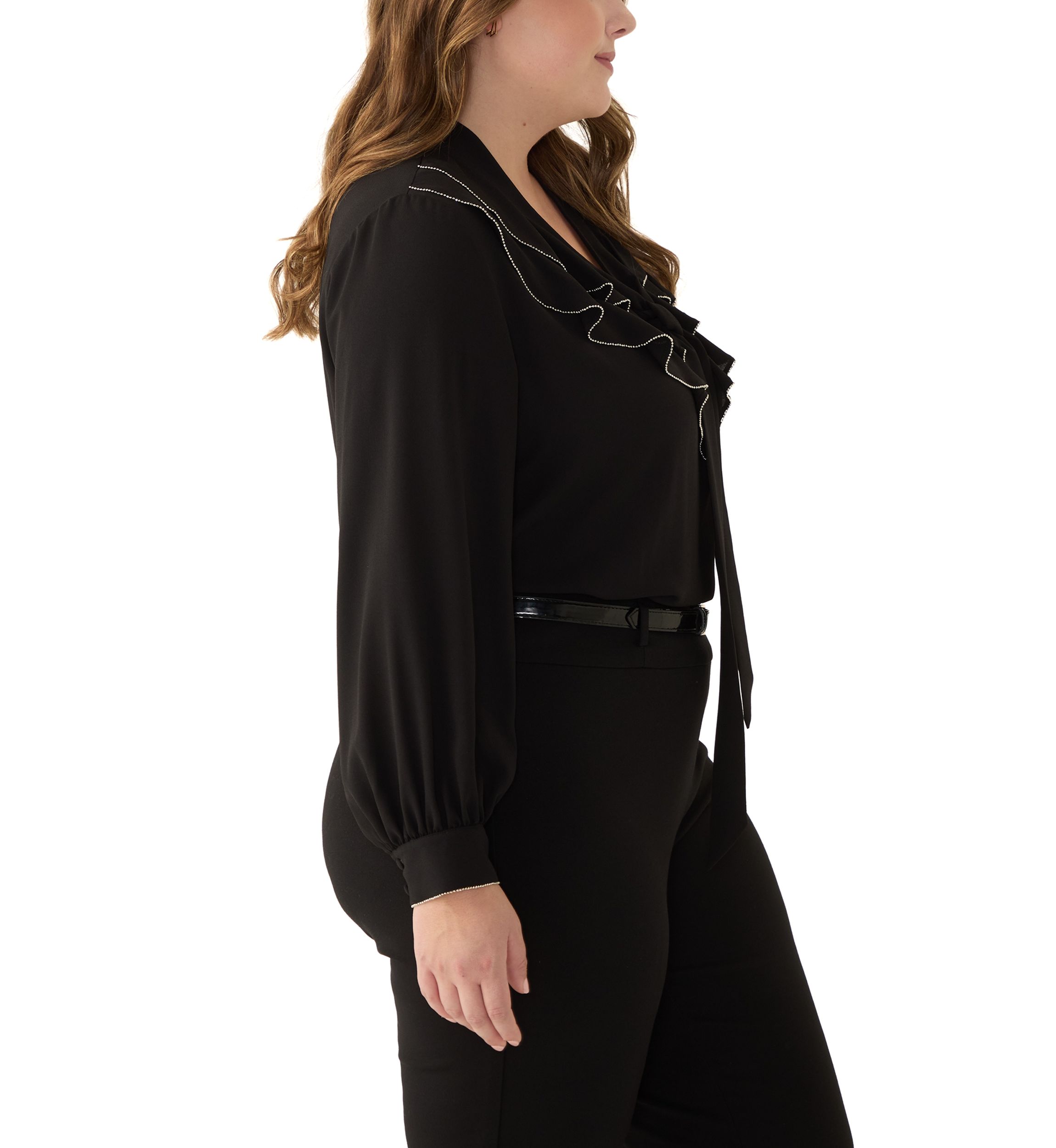 Plus Size Ruffle Front Blouse