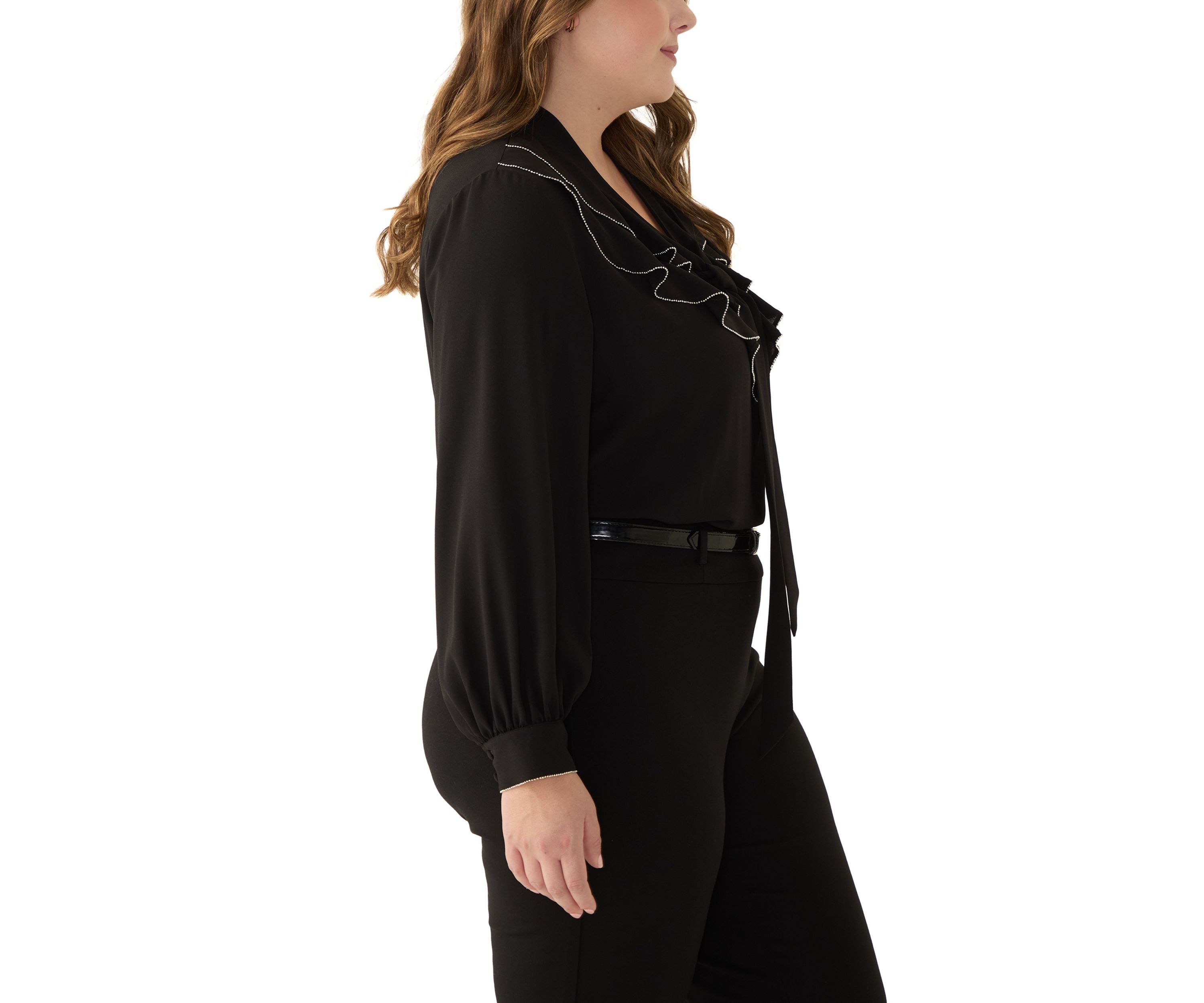 Plus Size Ruffle Front Blouse