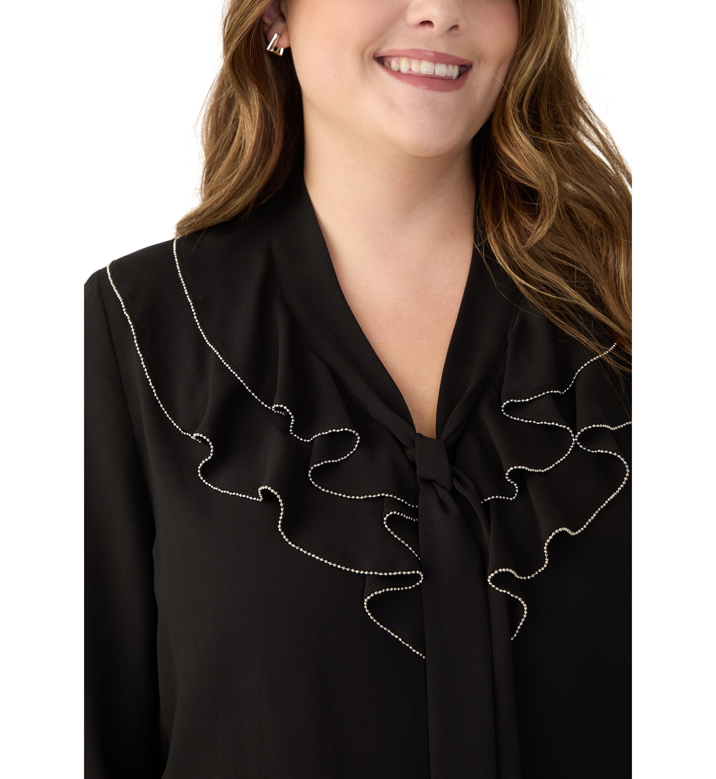 Plus Size Ruffle Front Blouse