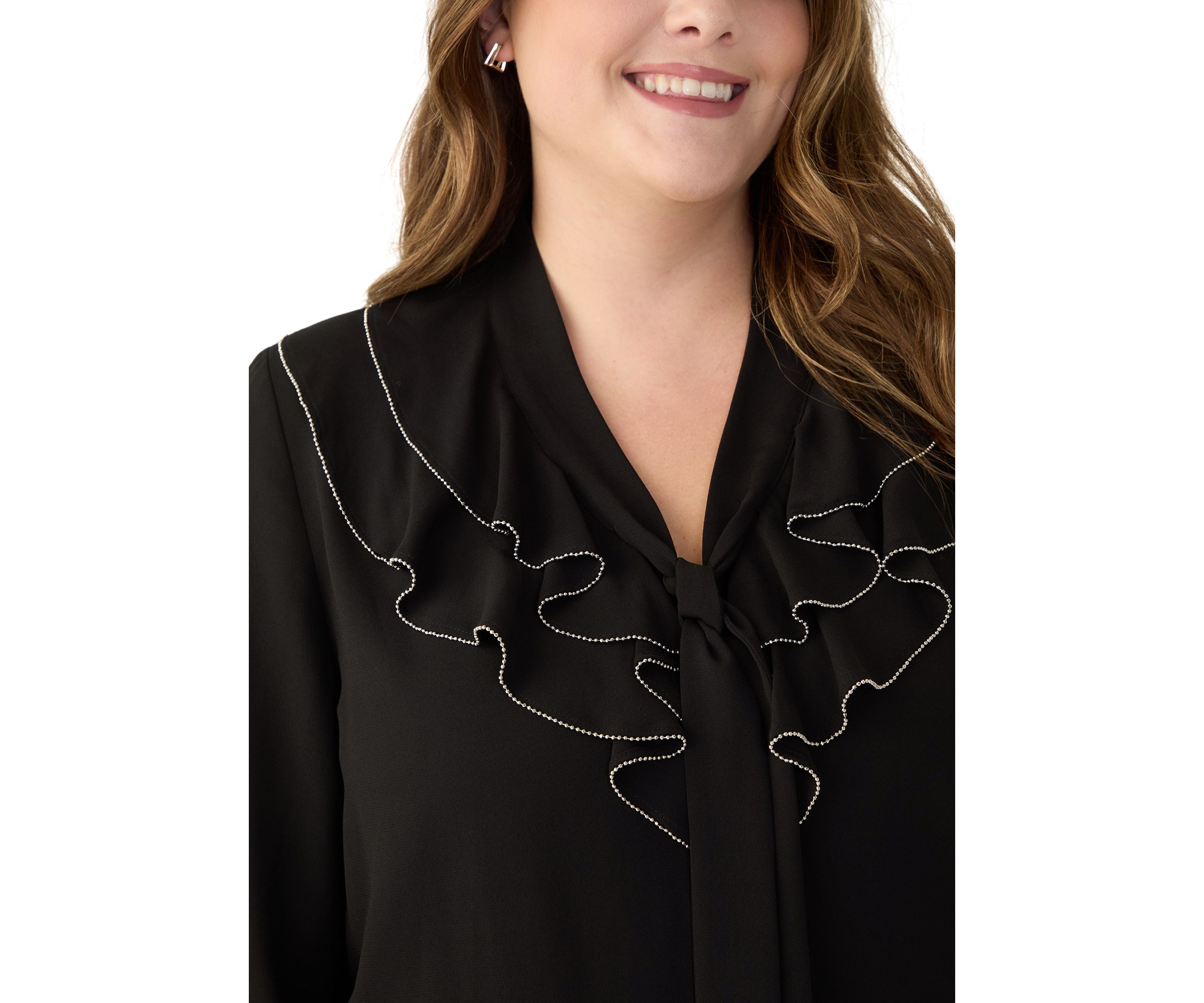 Plus Size Ruffle Front Blouse
