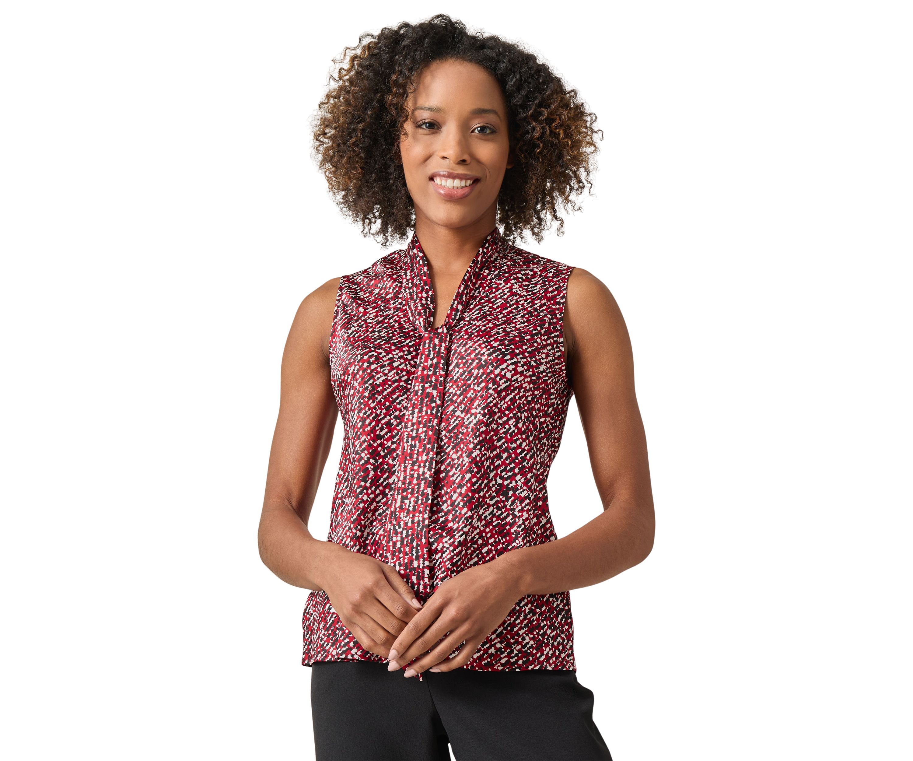 Petite Sleeveless Tie Front Blouse