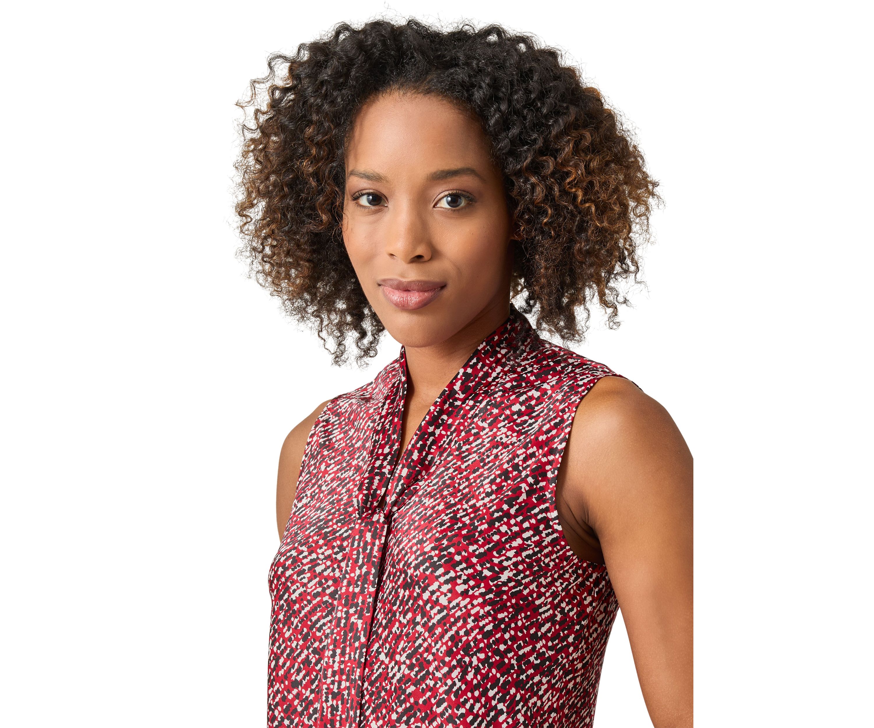 Petite Sleeveless Tie Front Blouse