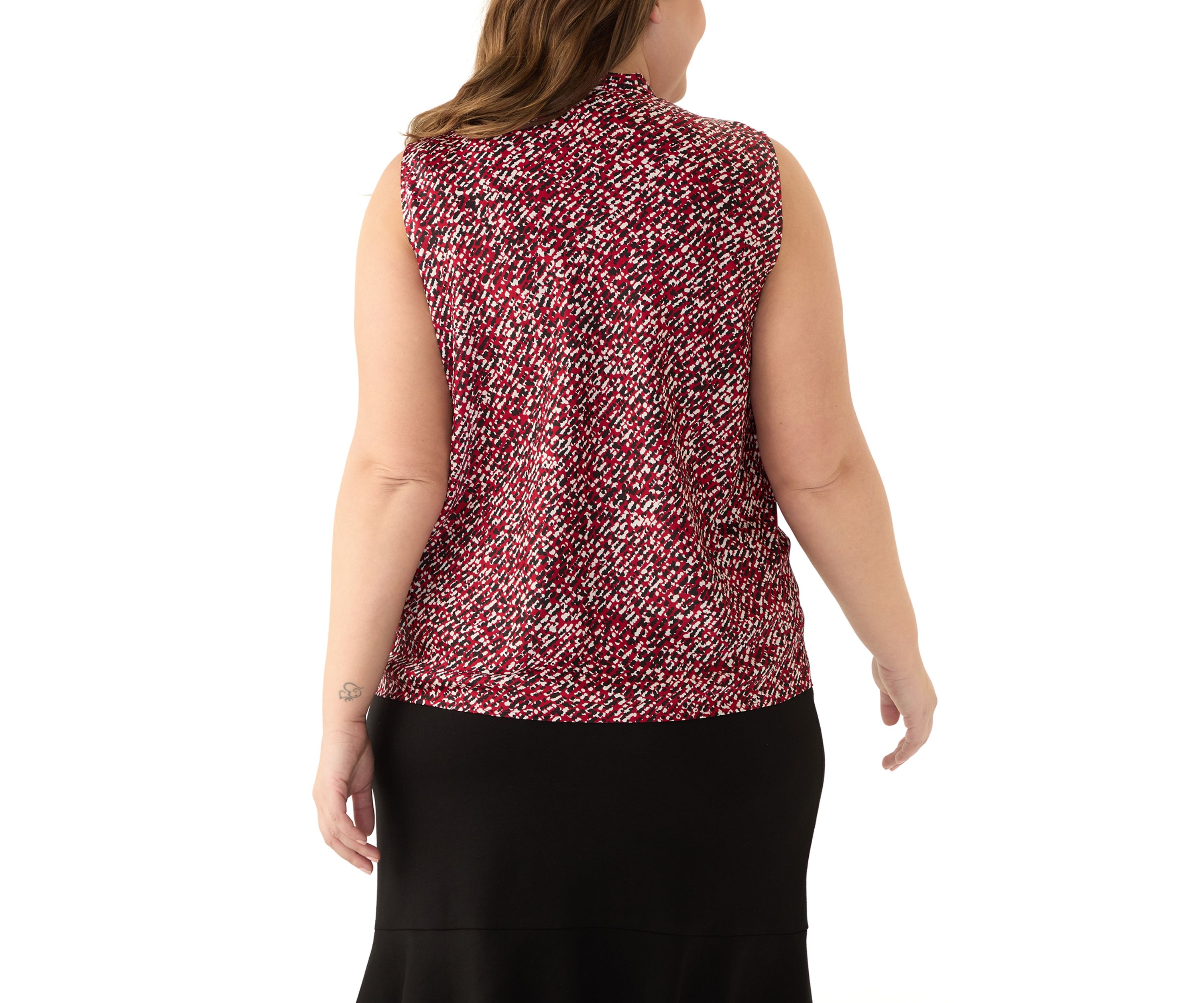 Plus Size Printed Tie Front Blouse
