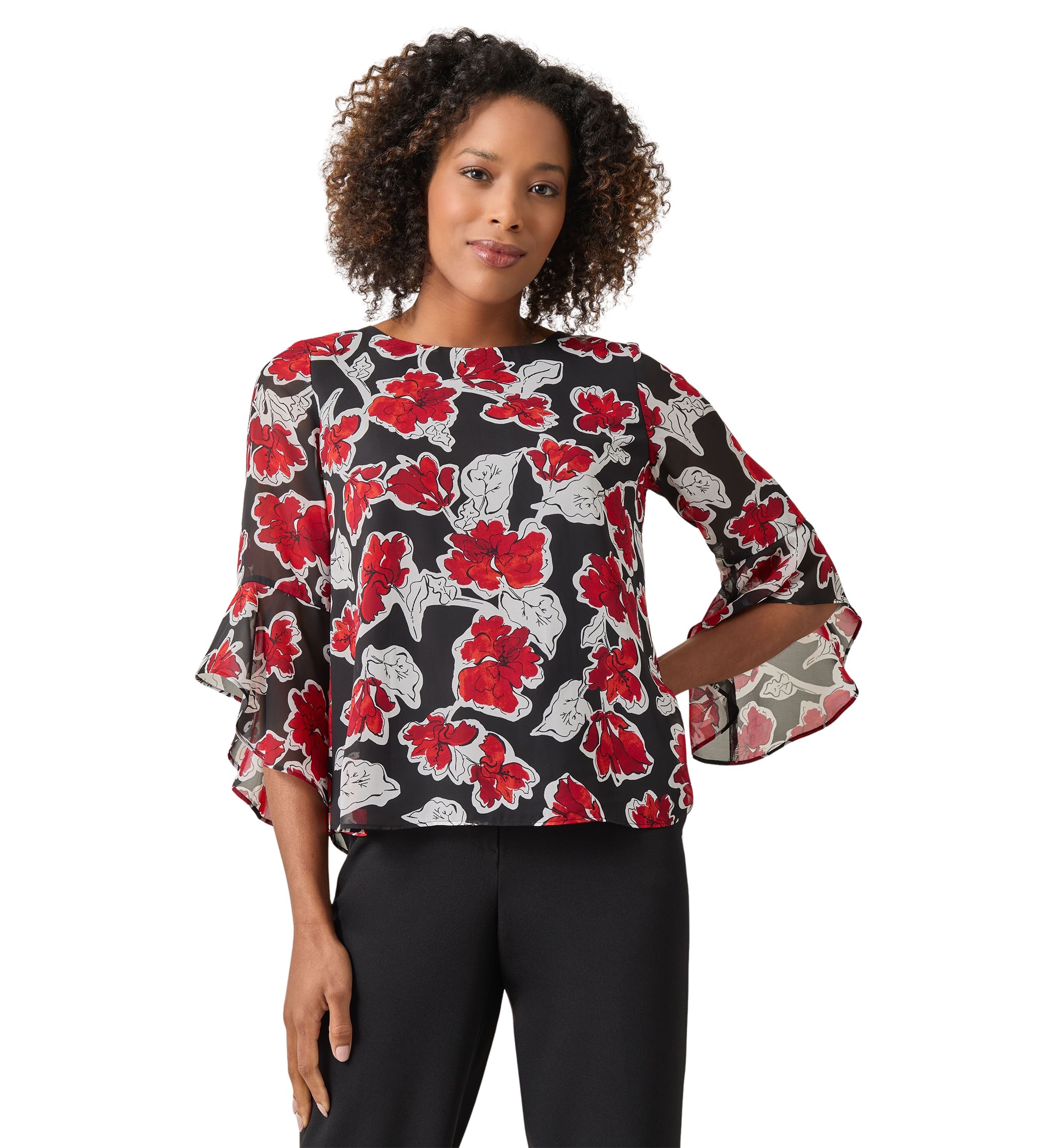 Womens Ruffle Sleeve Blouse