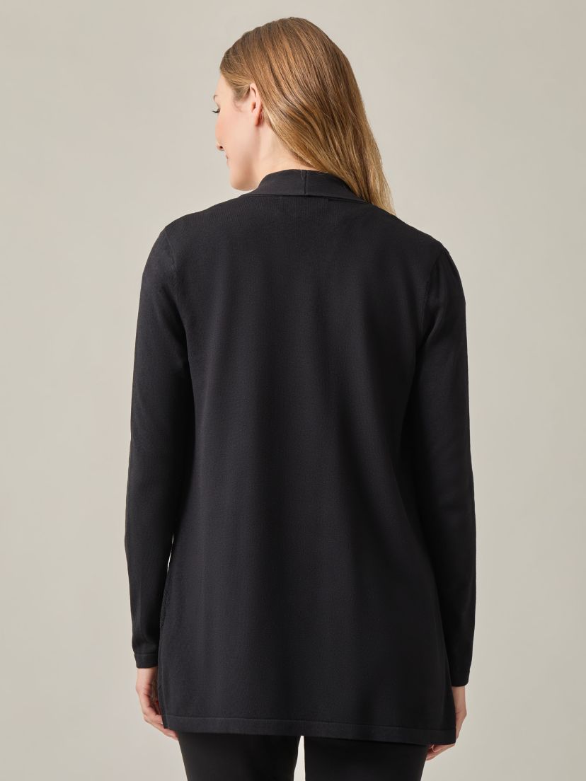 Womens Shawl Collar Pointelle Cardigan