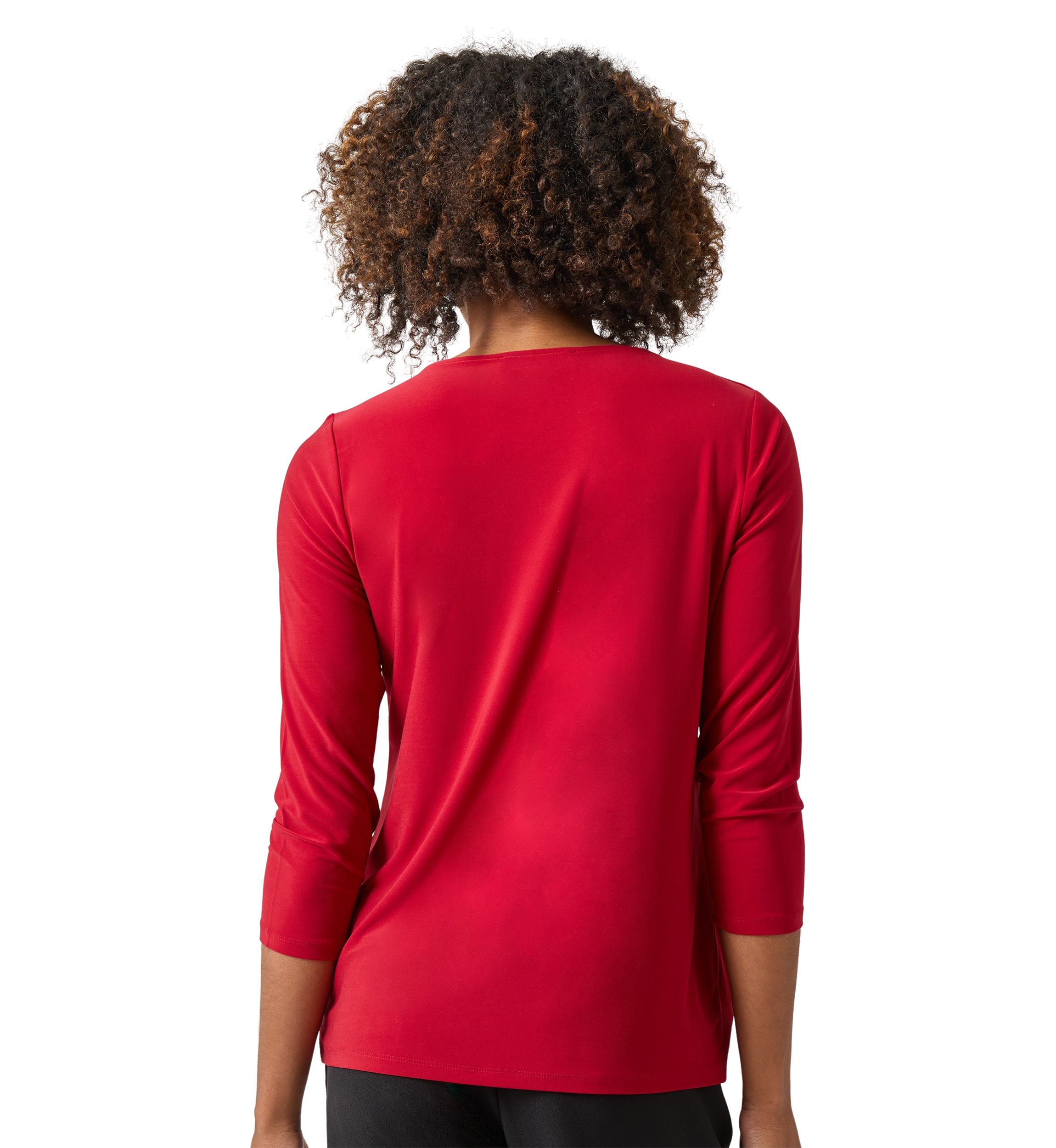 Womens 3/4 Sleeve Pleated Keyhole Neck Top