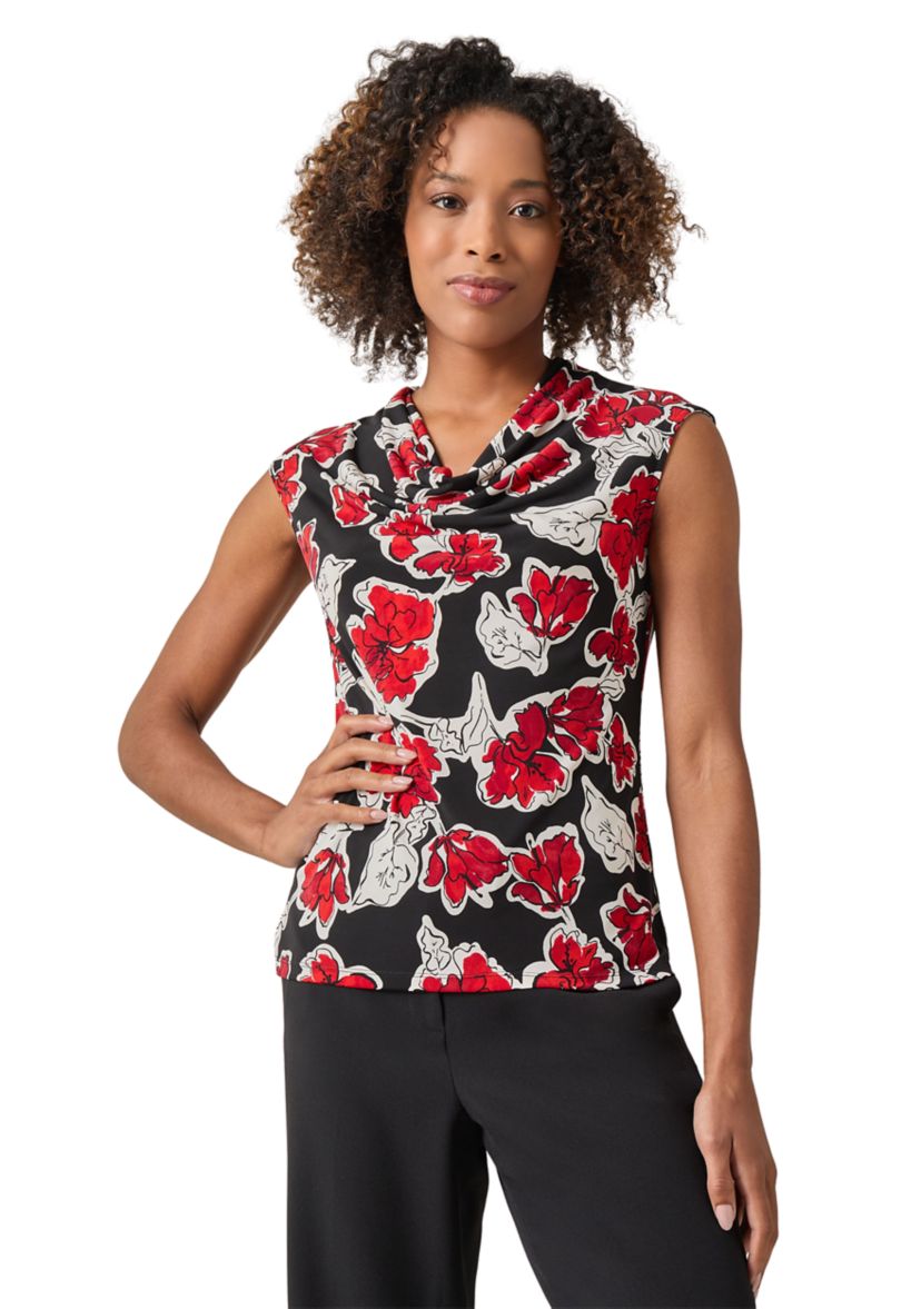 Womens Cap Sleeve Cowl Neck Blouse