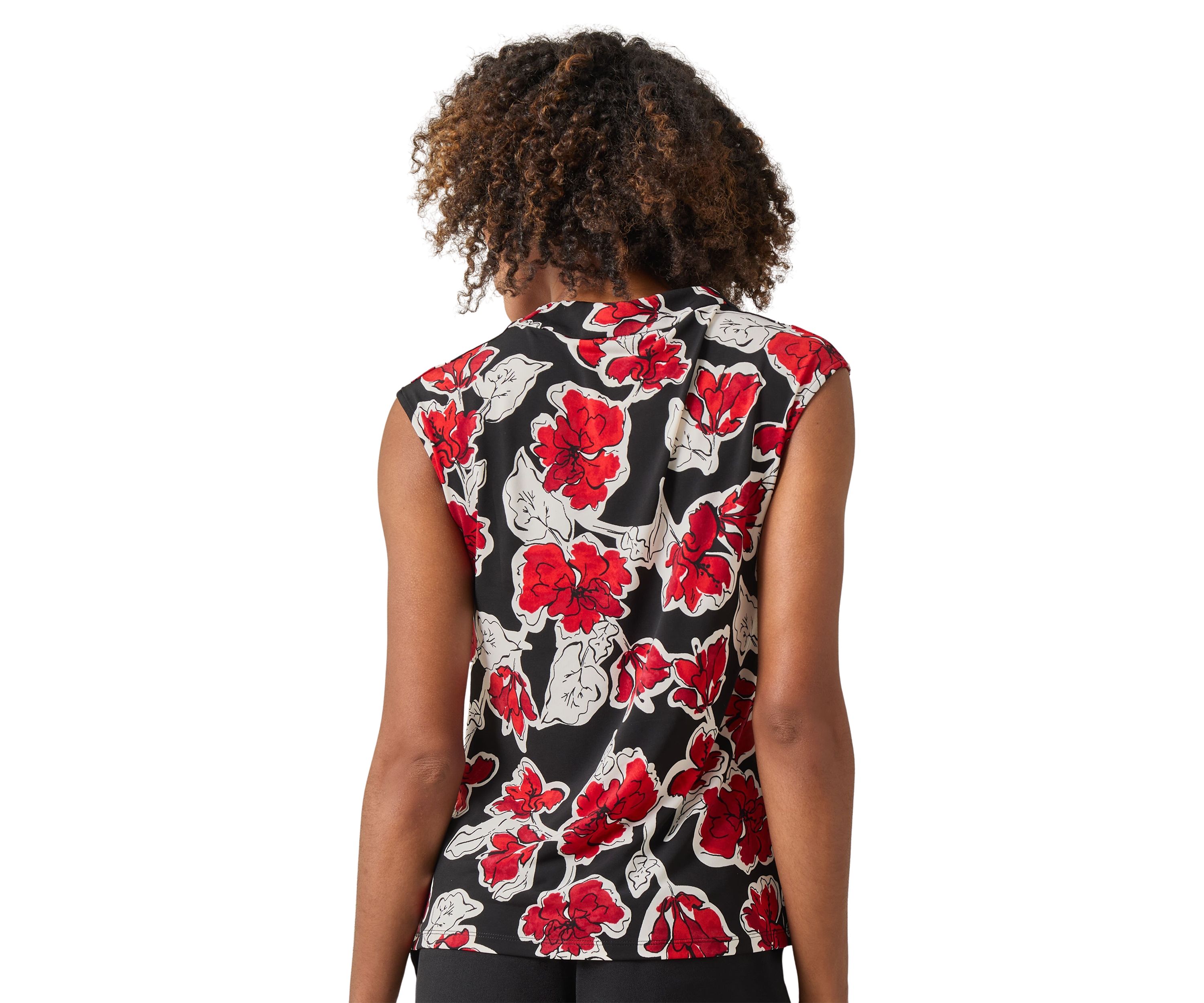 Womens Cap Sleeve Cowl Neck Blouse