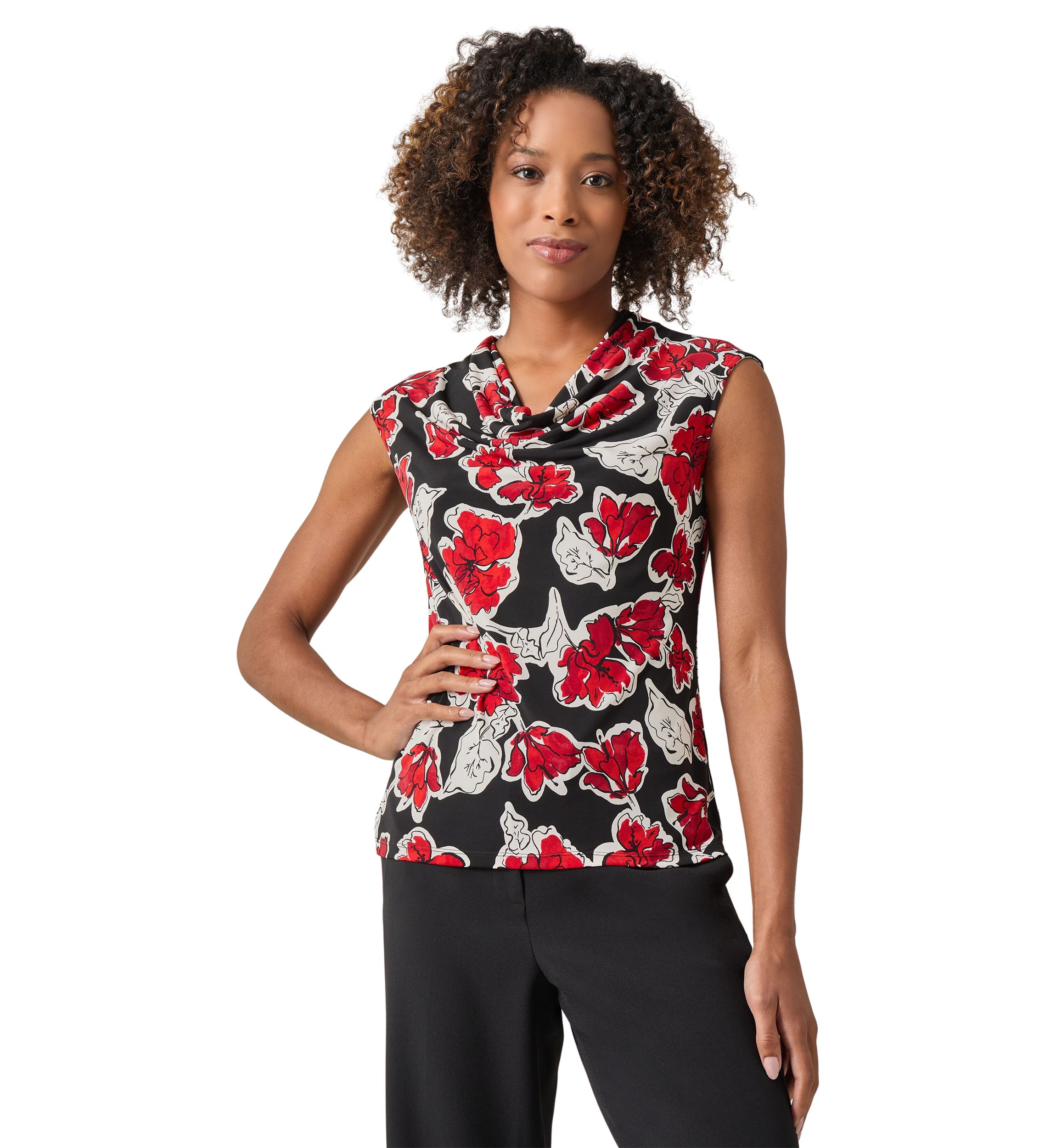Petite Cowl Neck Cap Sleeve Knit Blouse