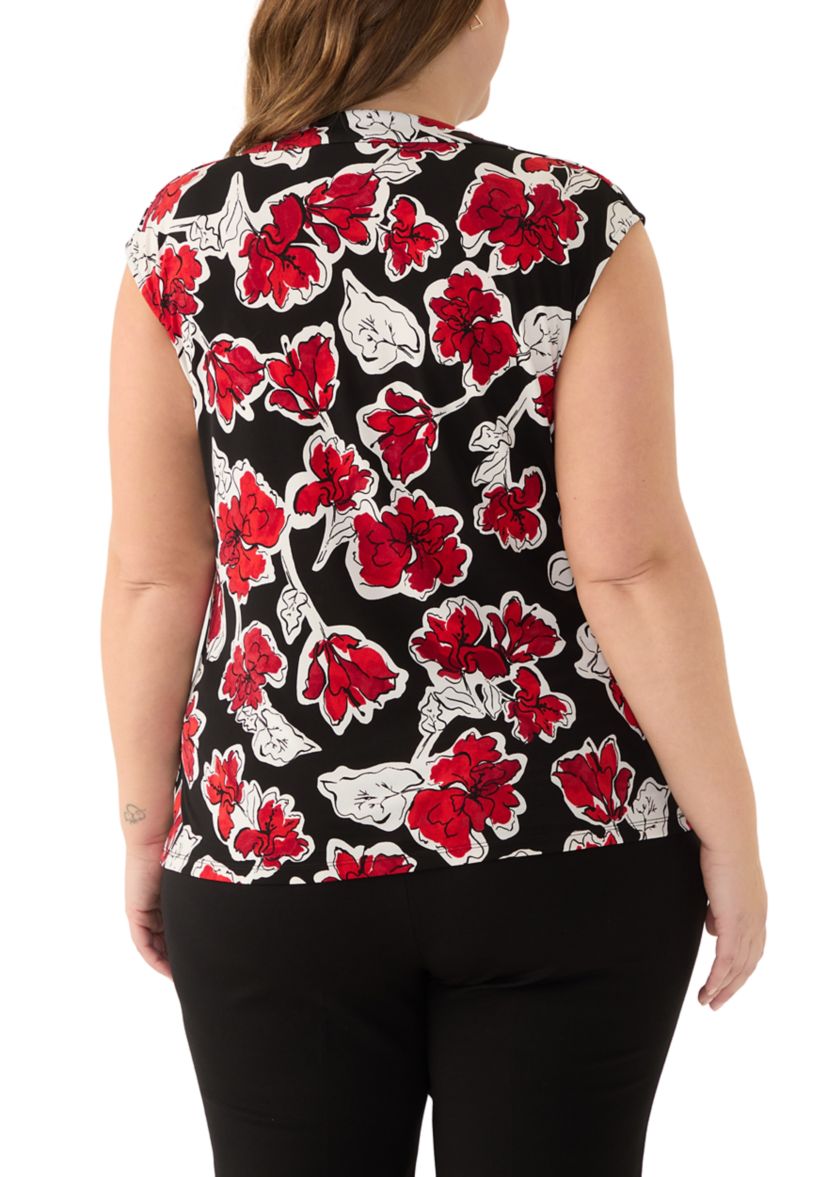 Plus Size Cowl Neck Cap Sleeve Knit Top