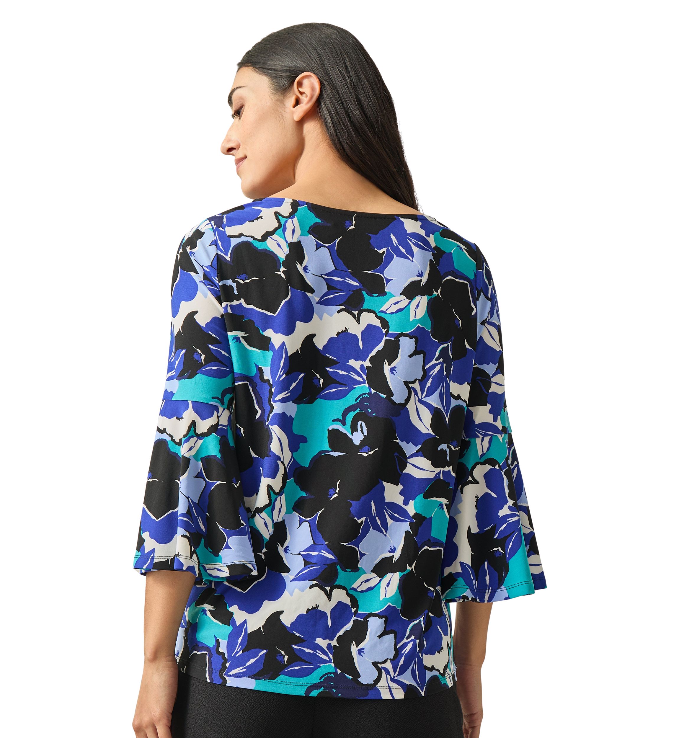 Womens Bell Sleeve V-Neck Printed Top 
