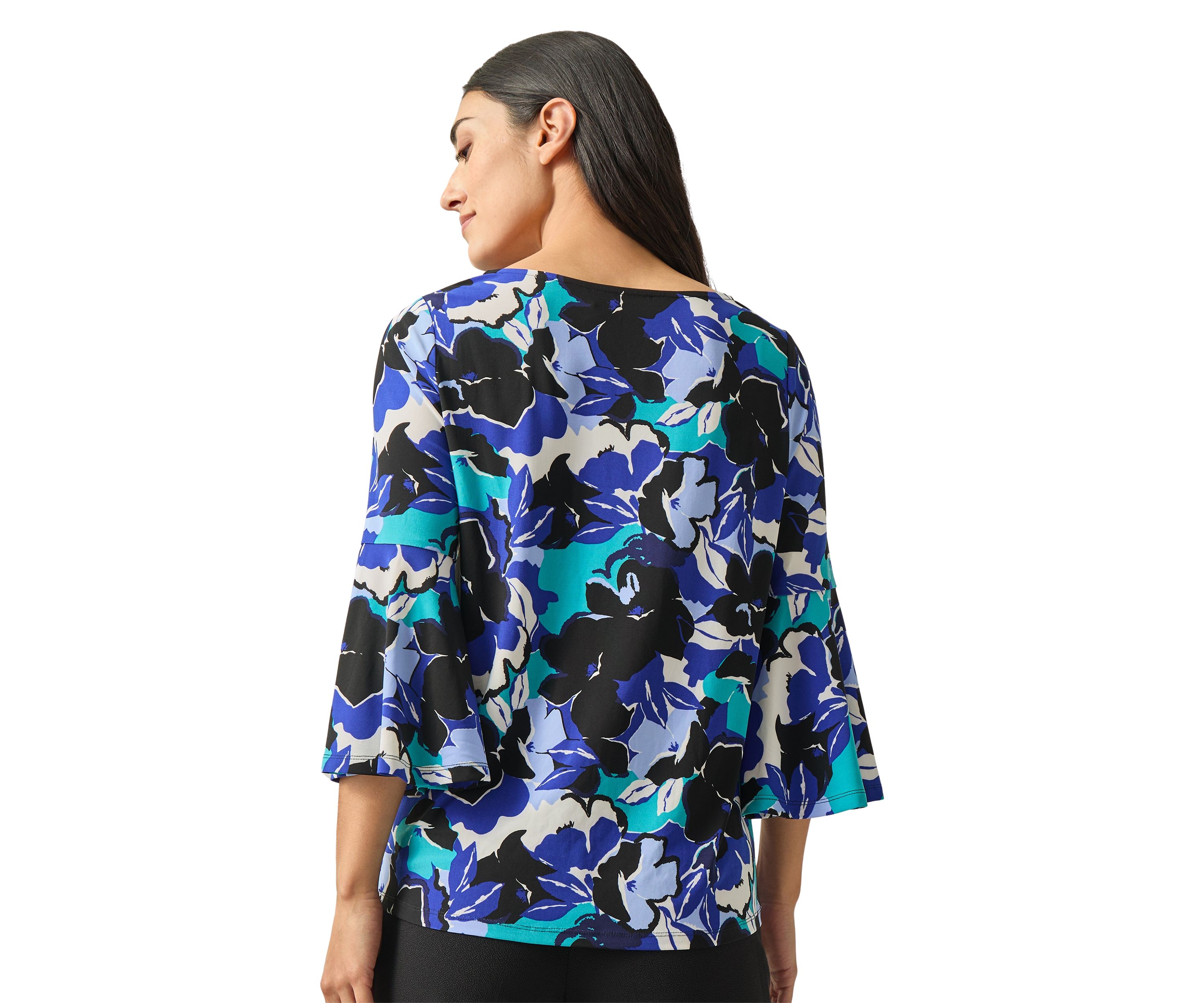 Womens Bell Sleeve V-Neck Printed Top 