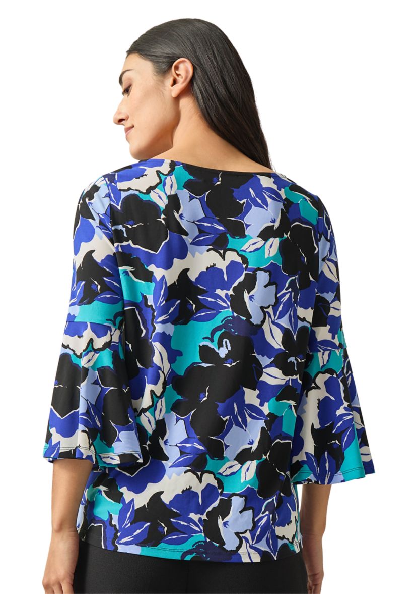 Womens Bell Sleeve V-Neck Printed Top 