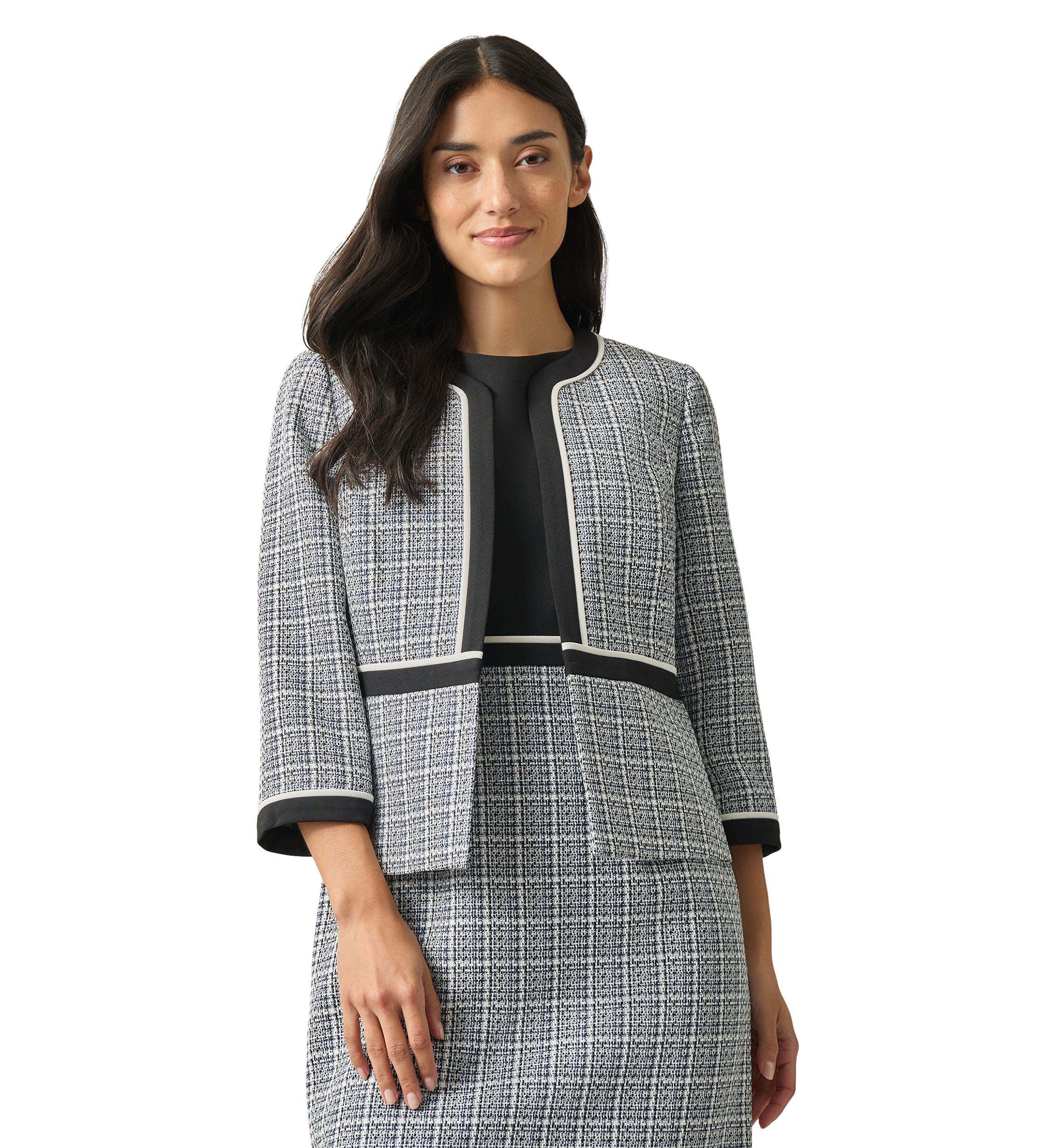 Womens Framed Cardigan with Piping