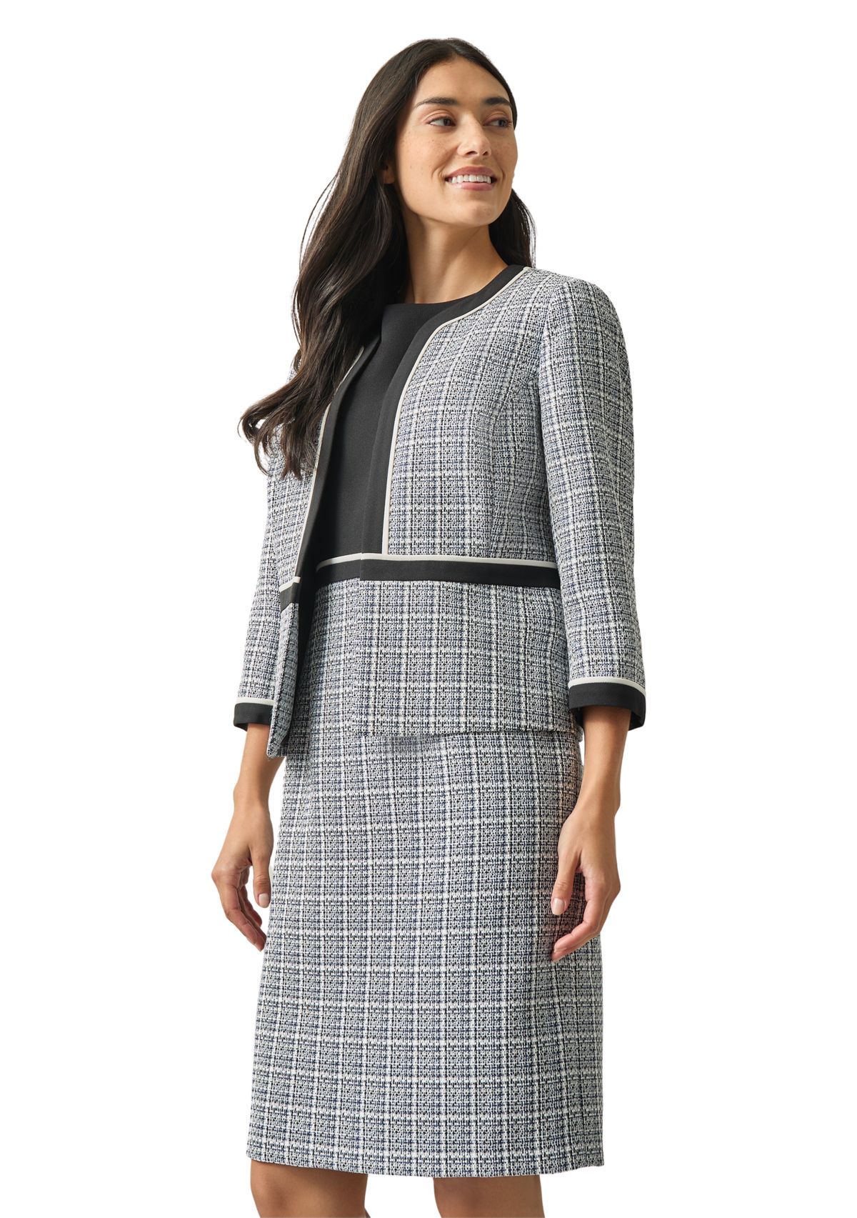 Womens Framed Cardigan with Piping