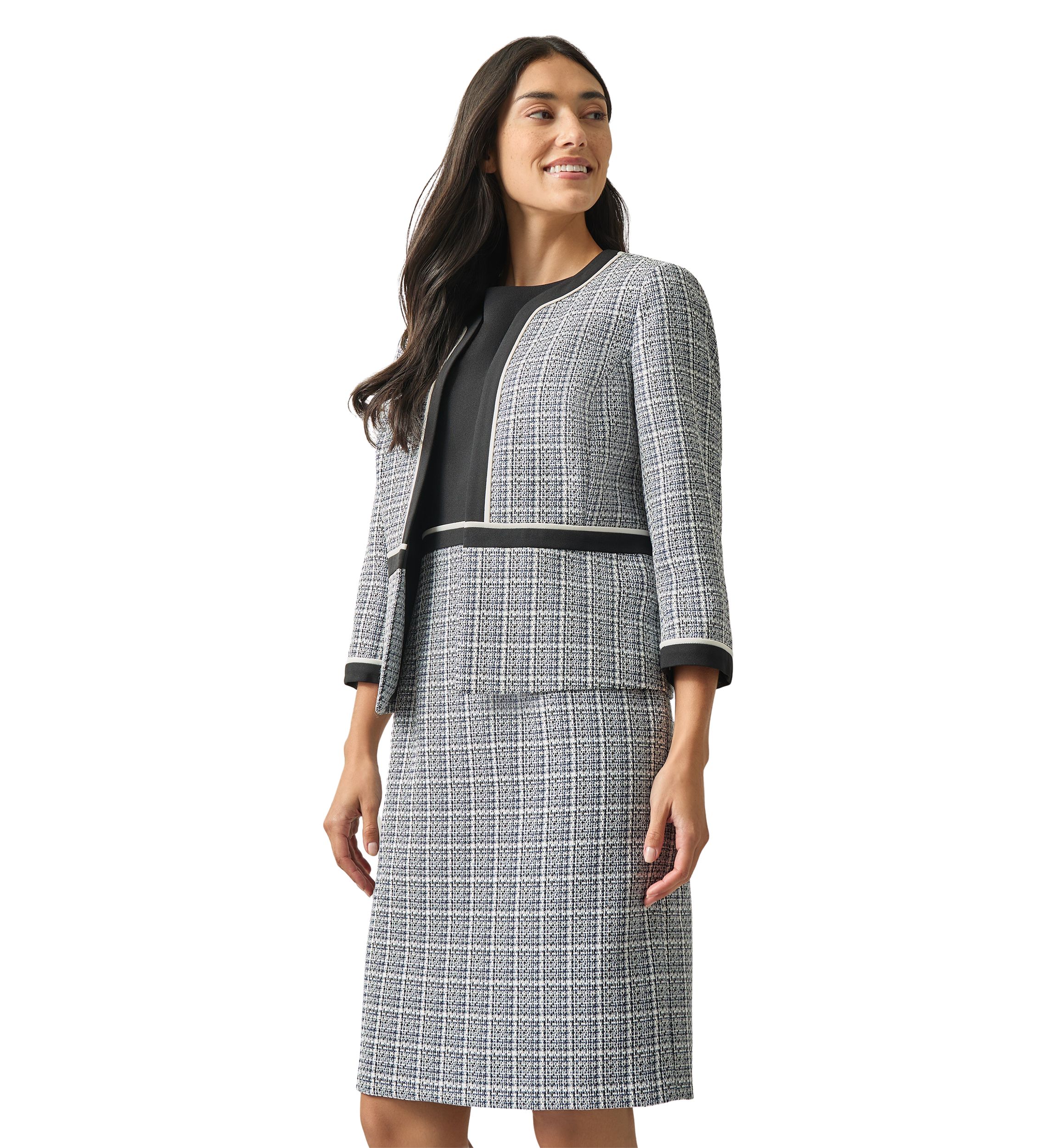 Womens Framed Cardigan with Piping