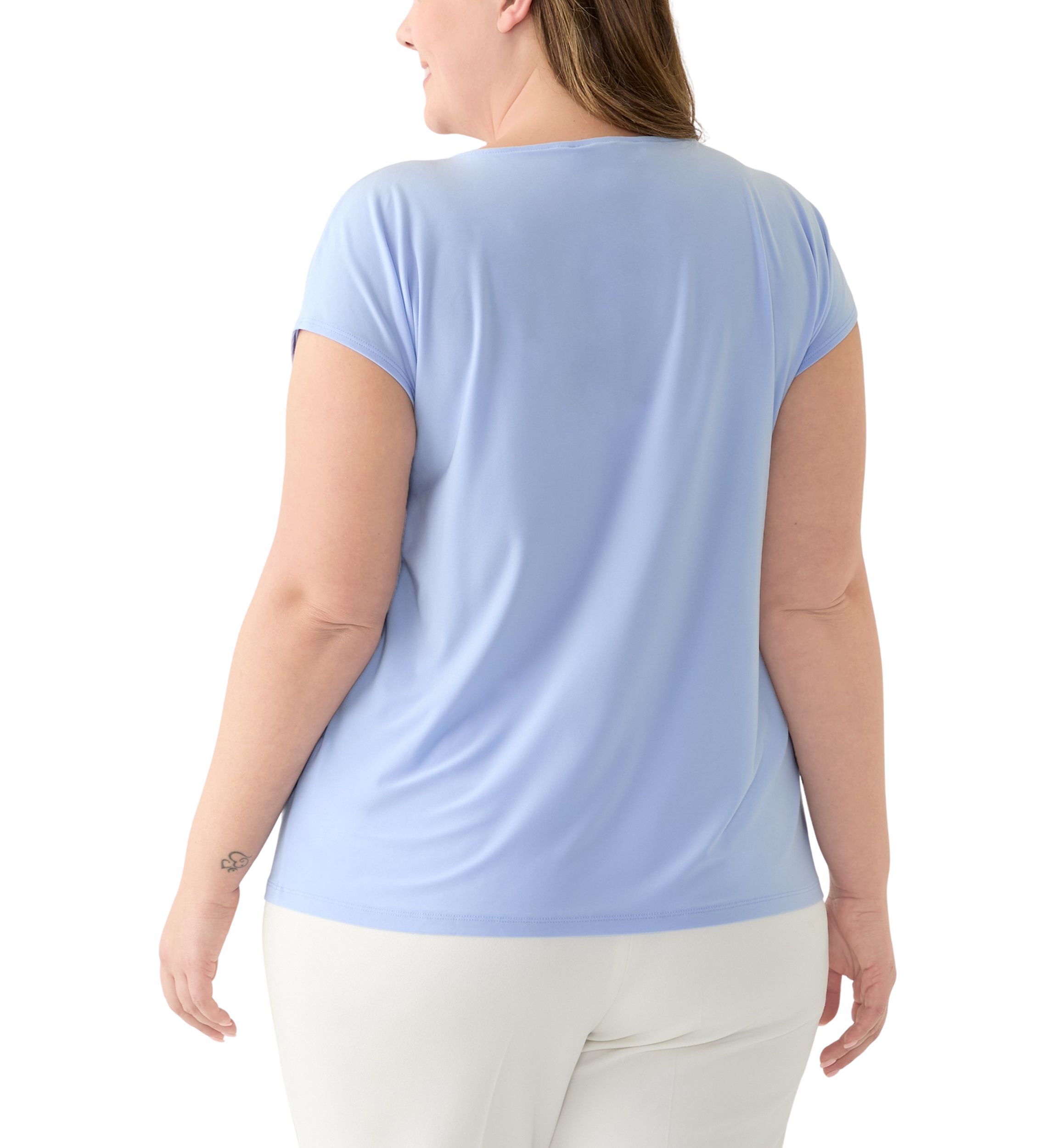Plus Size Solid Keyhole Top