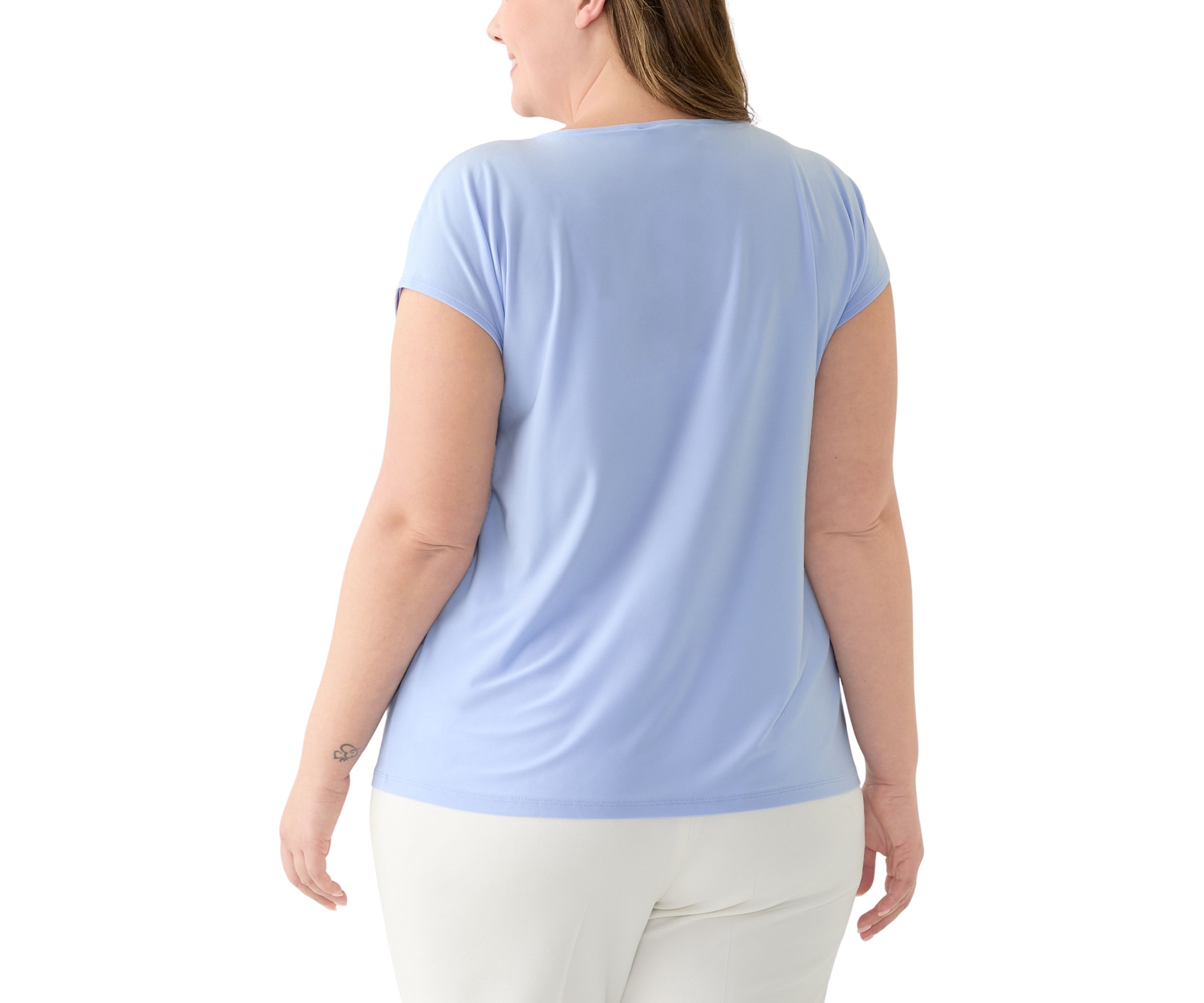 Plus Size Solid Keyhole Top