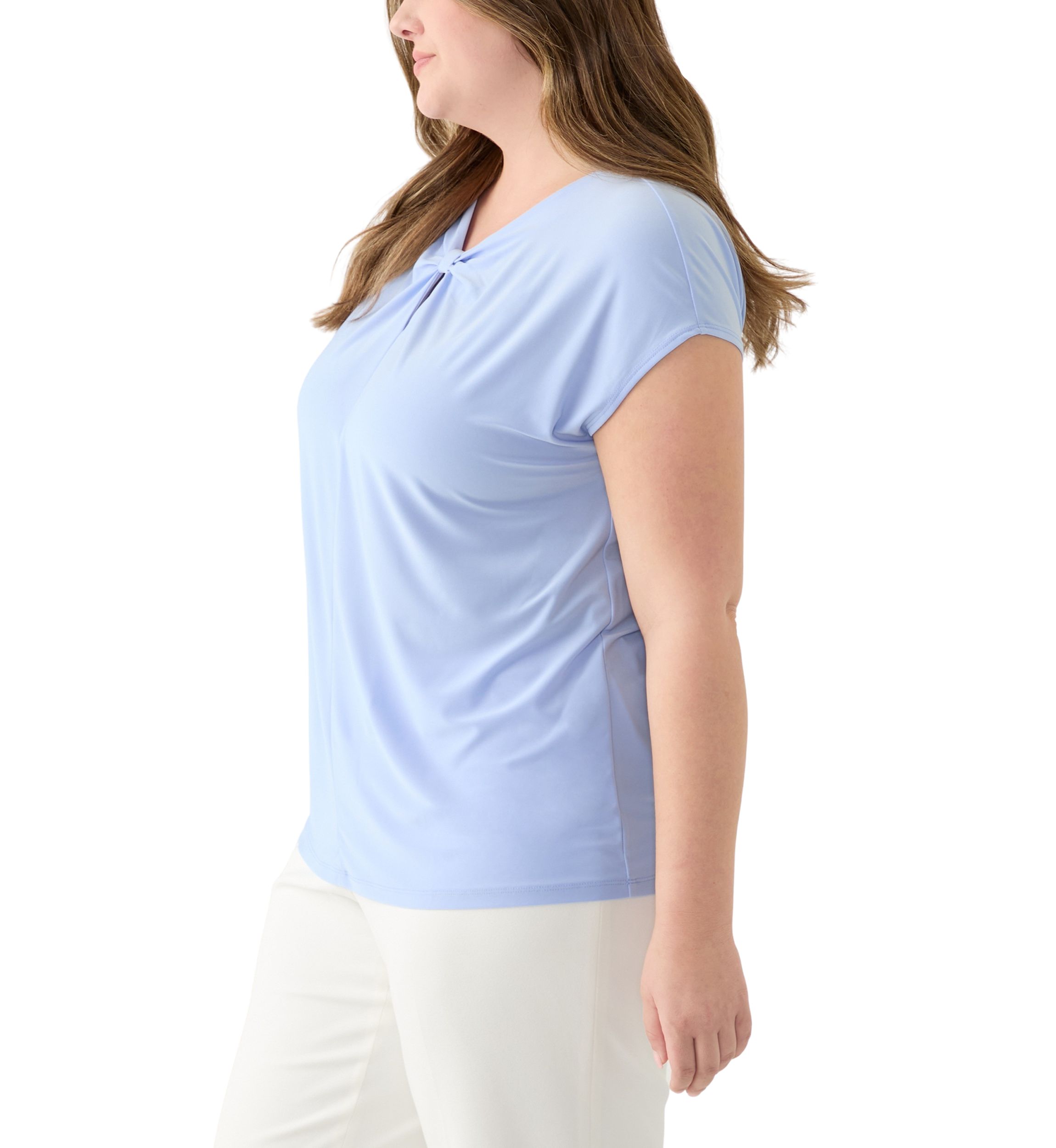 Plus Size Solid Keyhole Top