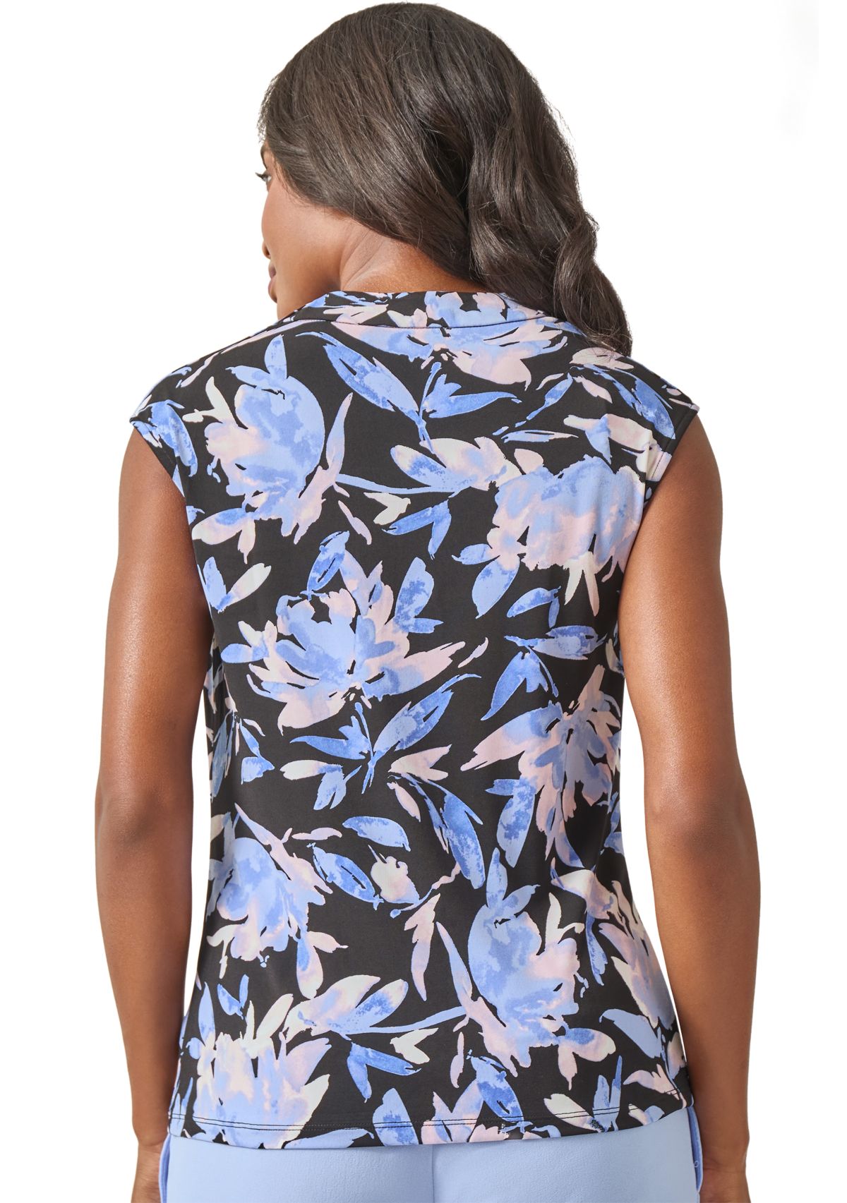 Petite Cowl Neck Cap Sleeve Top