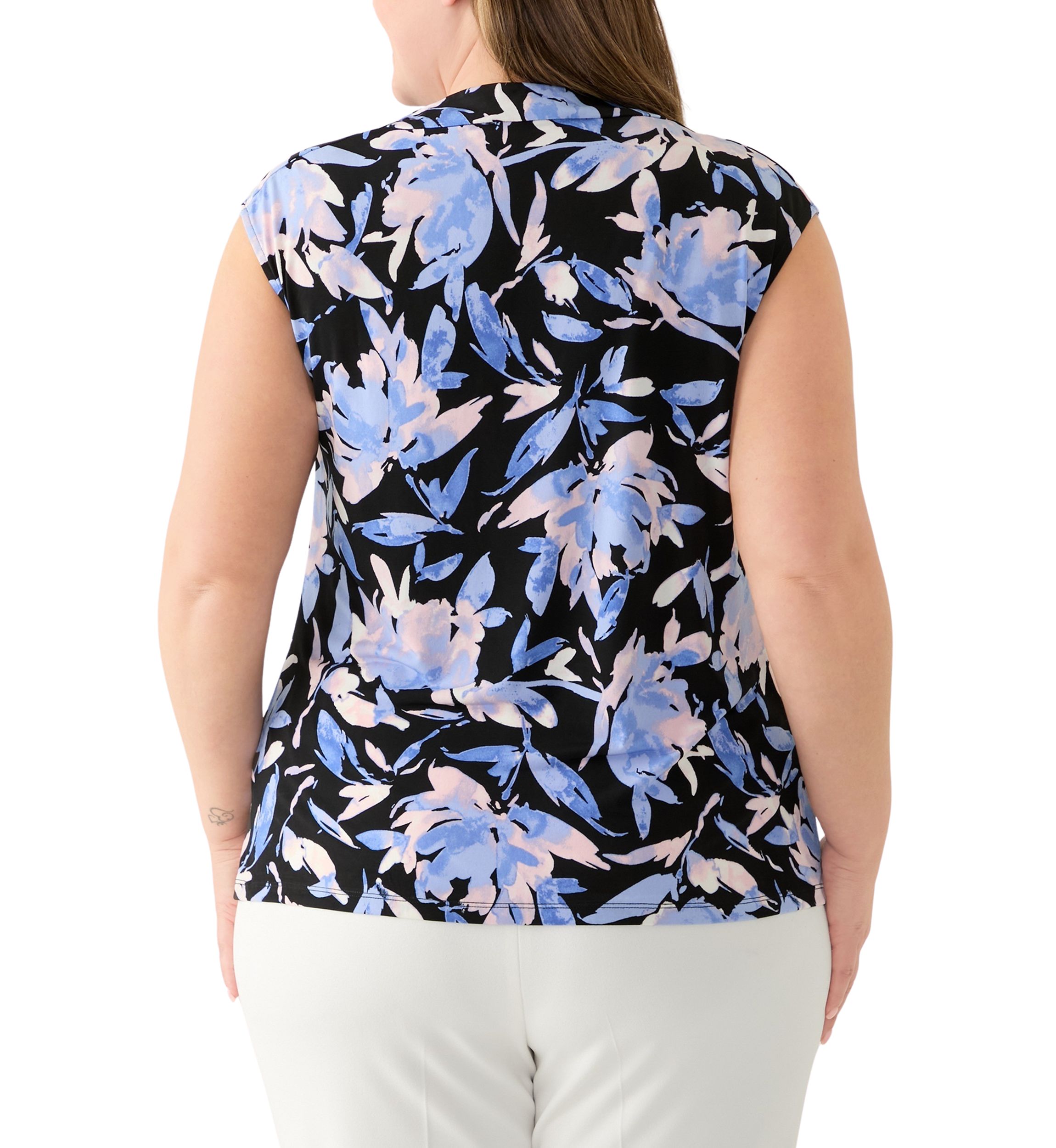 Plus Size Printed Cowl Neck Top