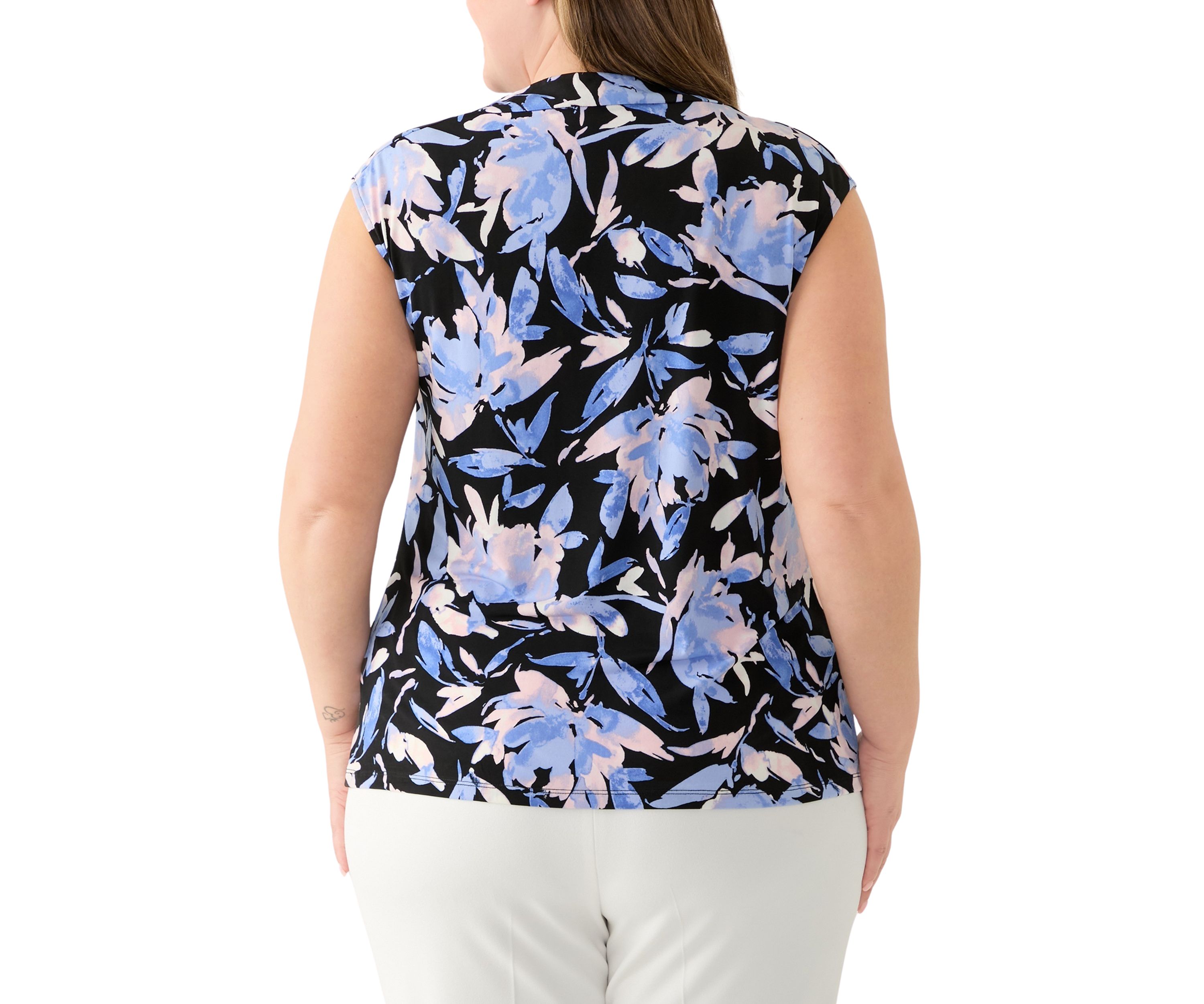 Plus Size Printed Cowl Neck Top