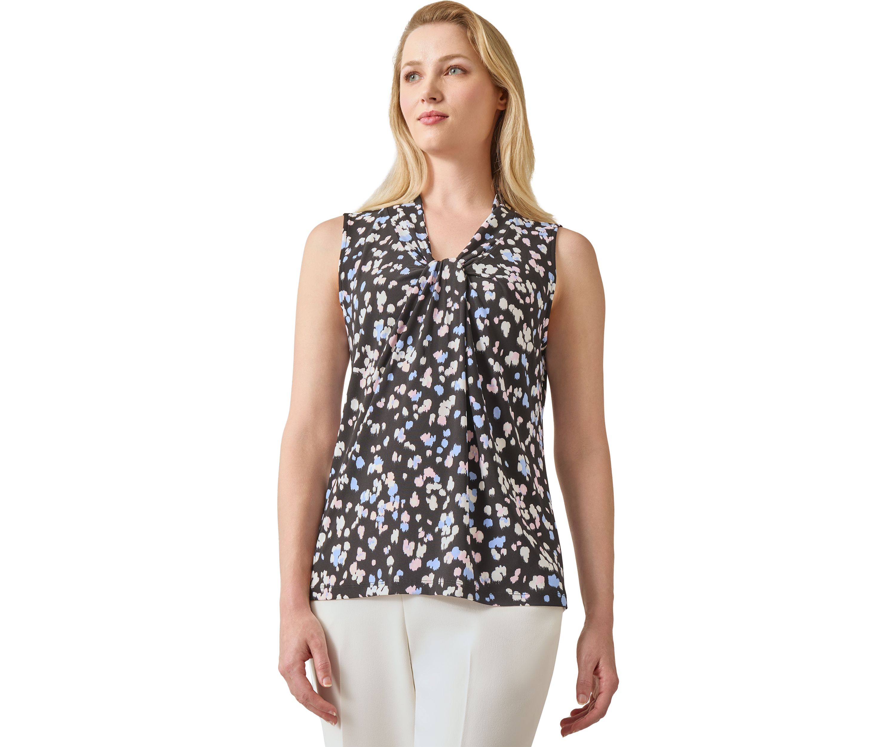 Womens Printed Knot Front Top