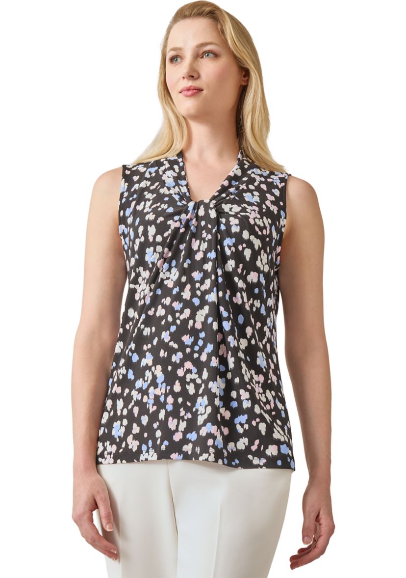 Womens Printed Knot Front Top