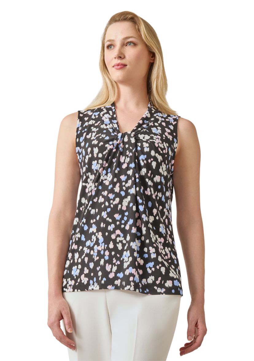 Womens Sleeveless Multi Print Knotted Top 