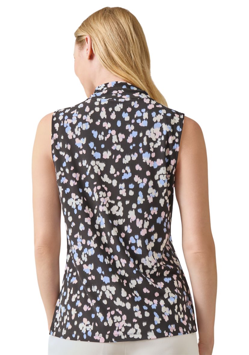 Womens Sleeveless Multi Print Knotted Top 