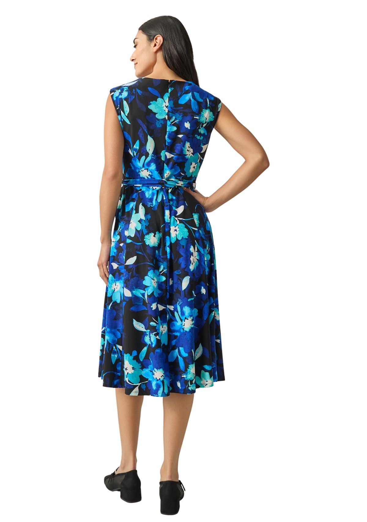 Womens Cowl Neck Seamed Flare Dress