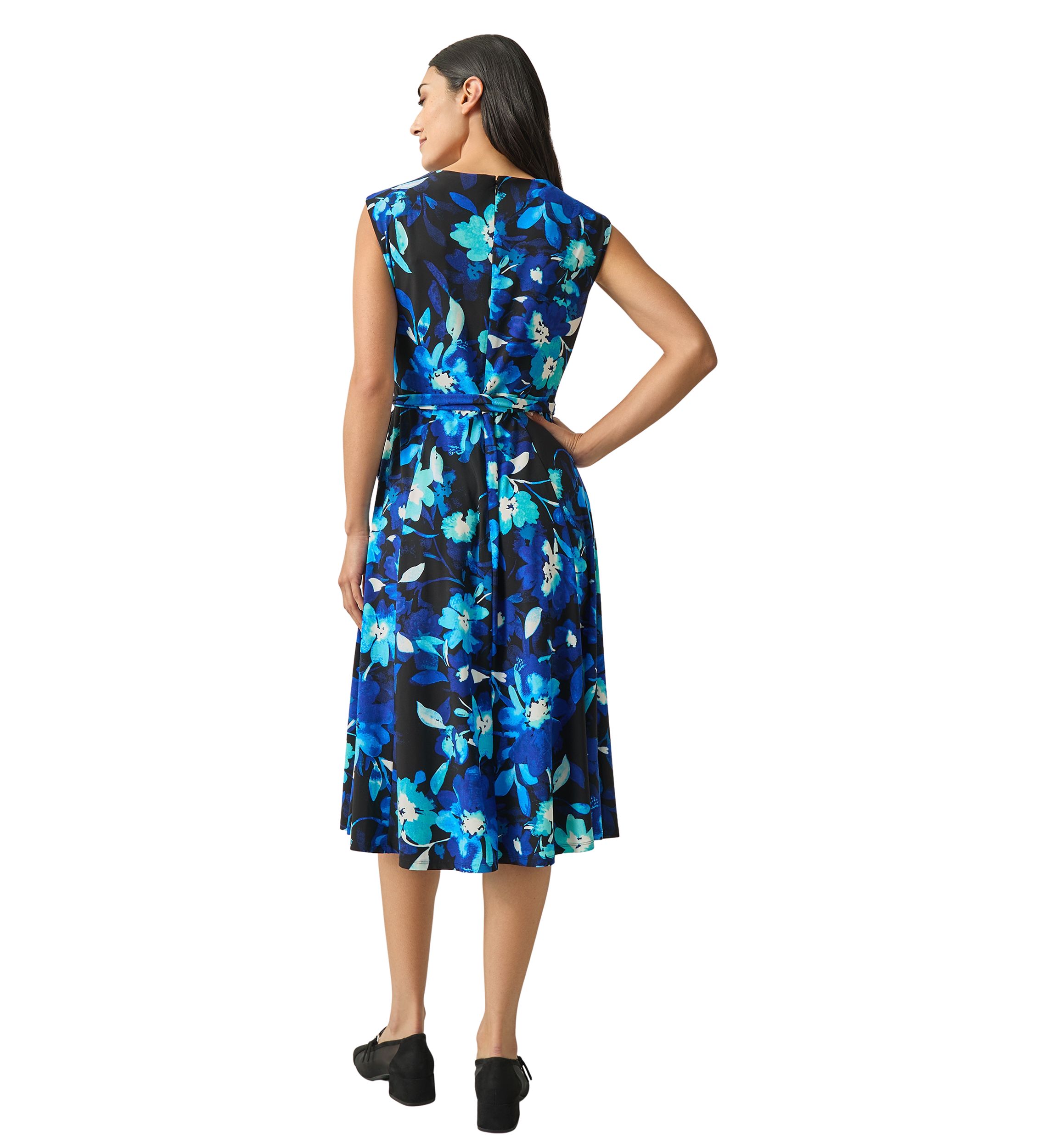 Womens Cowl Neck Seamed Flare Dress