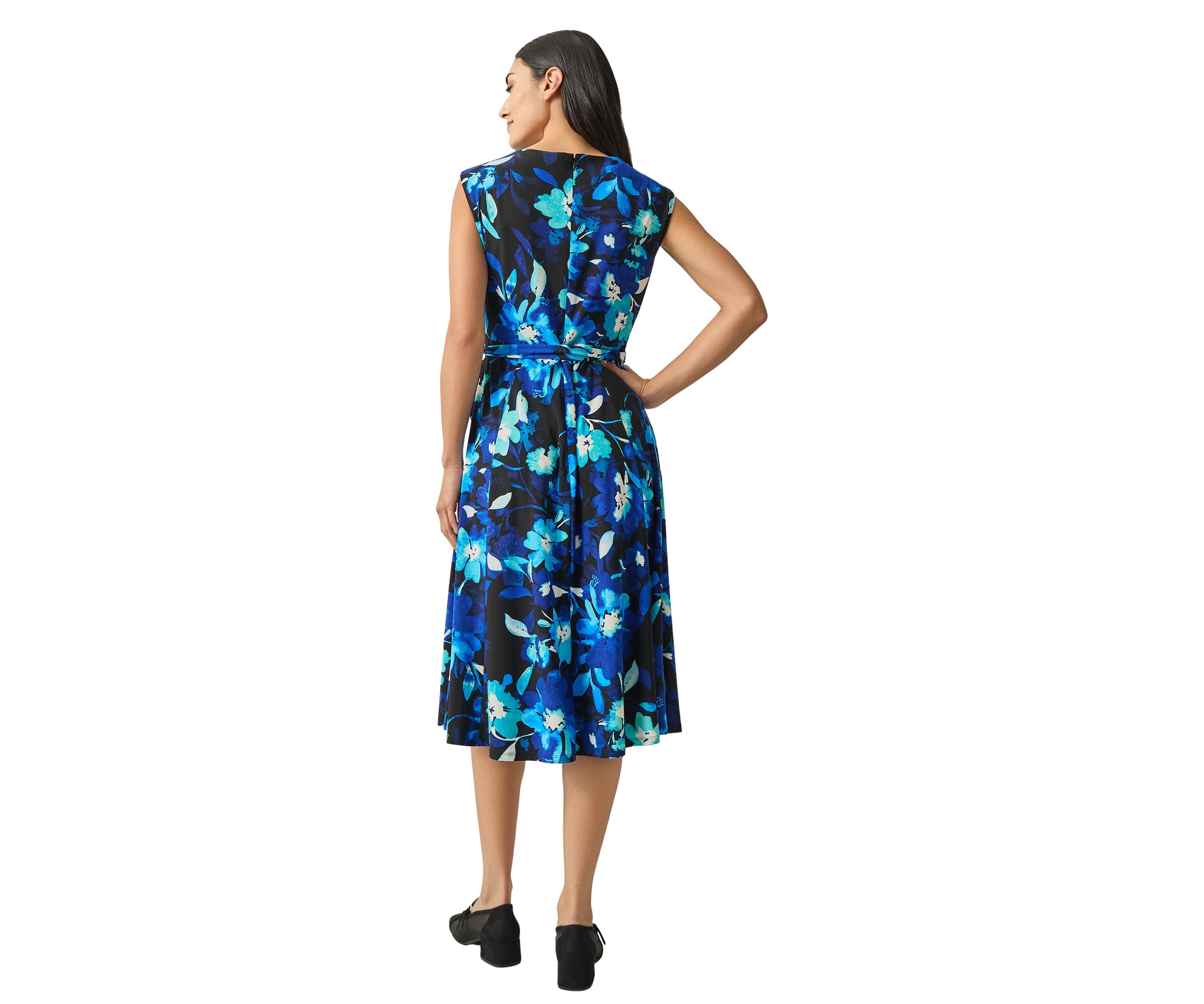 Womens Cowl Neck Seamed Flare Dress