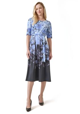 Kasper Women's Printed Fit and Flare Dress, Black, 4
