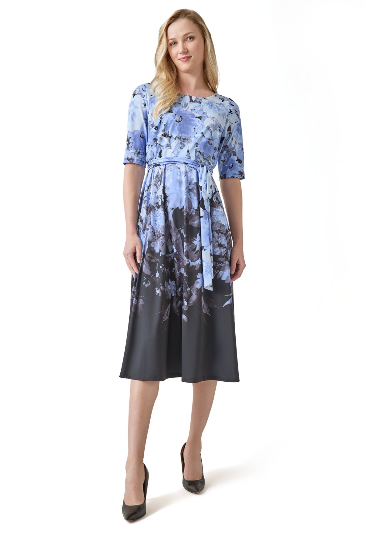 Womens Printed Fit and Flare Dress