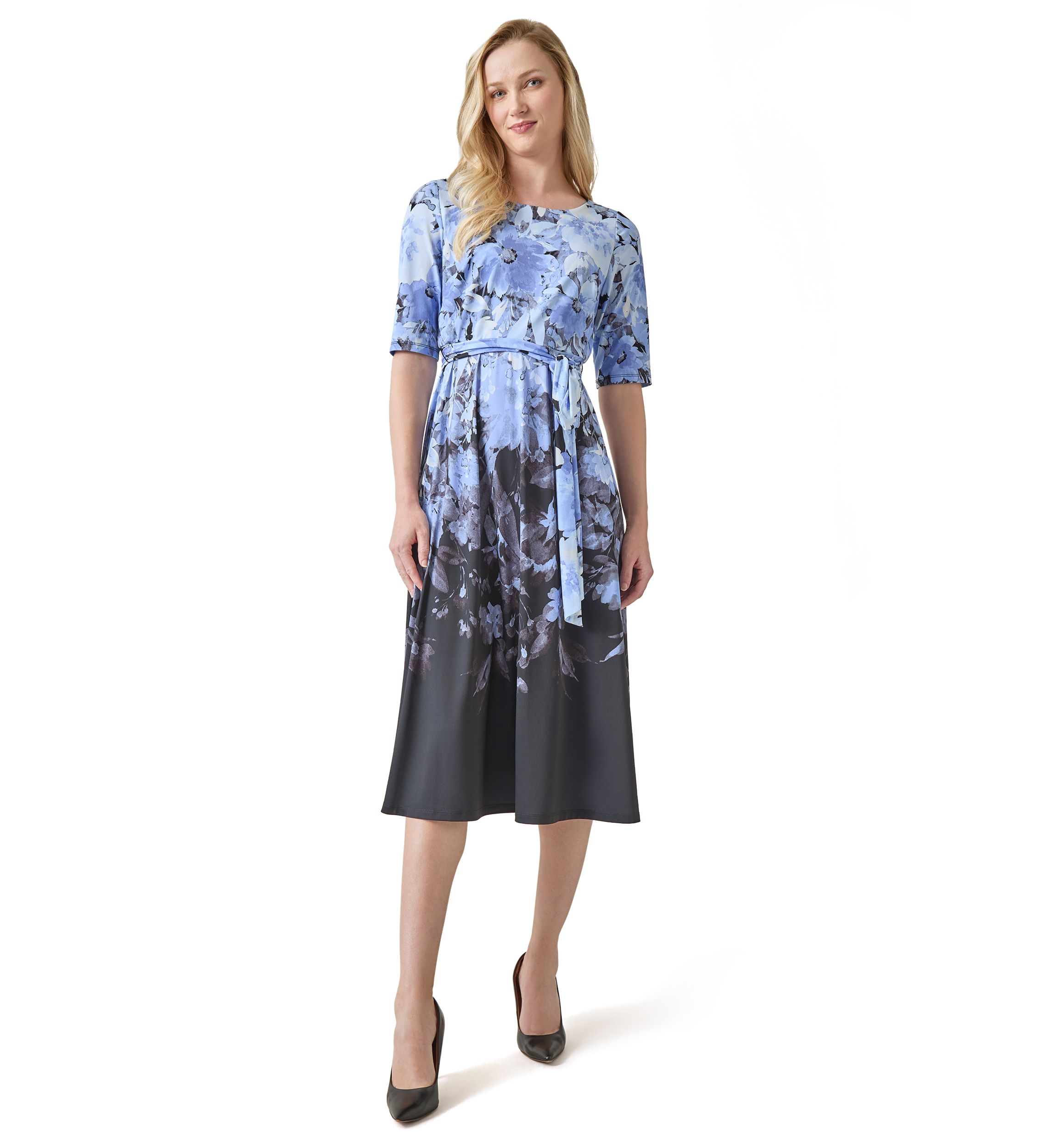 Womens Printed Fit and Flare Dress