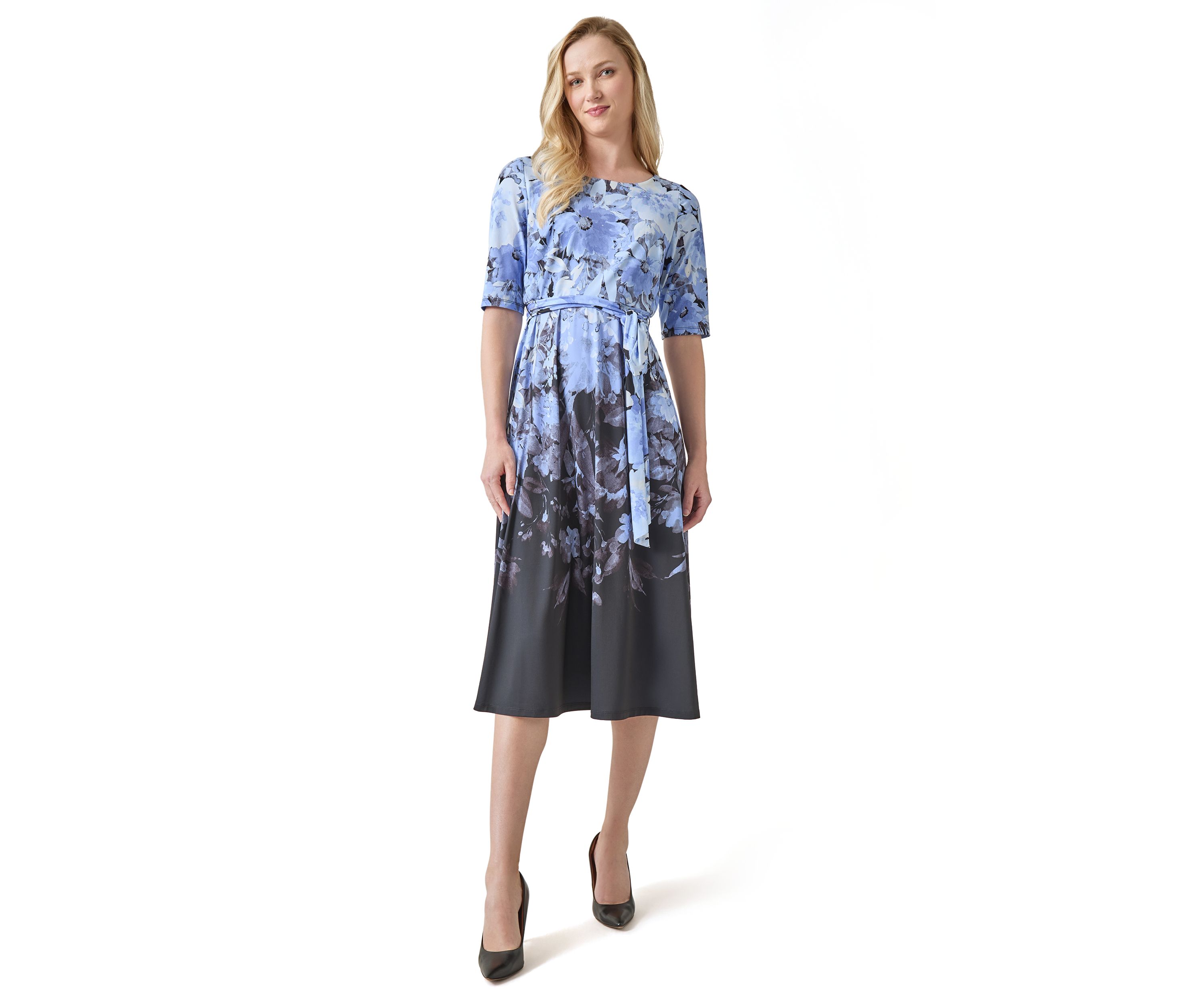 Womens Printed Fit and Flare Dress