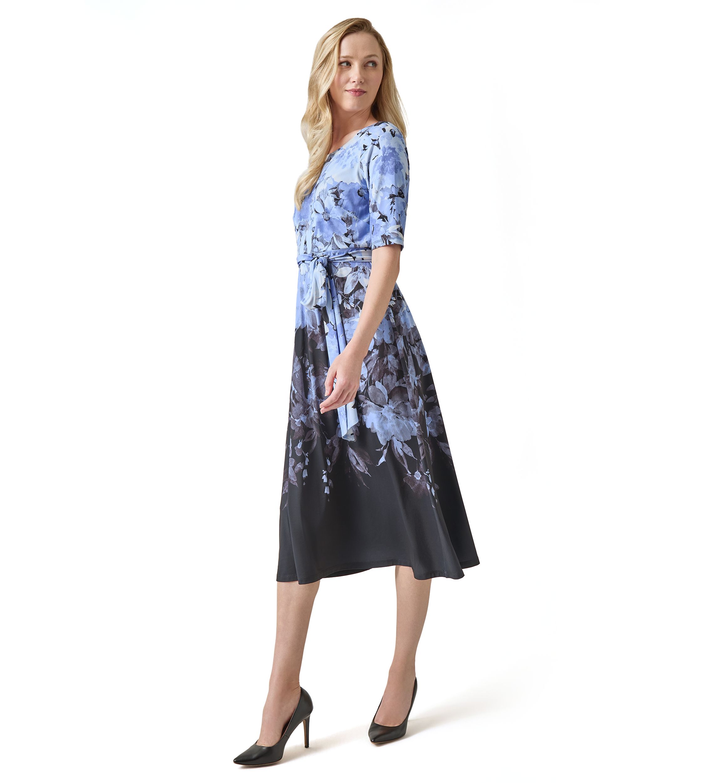 Womens Printed Fit and Flare Dress