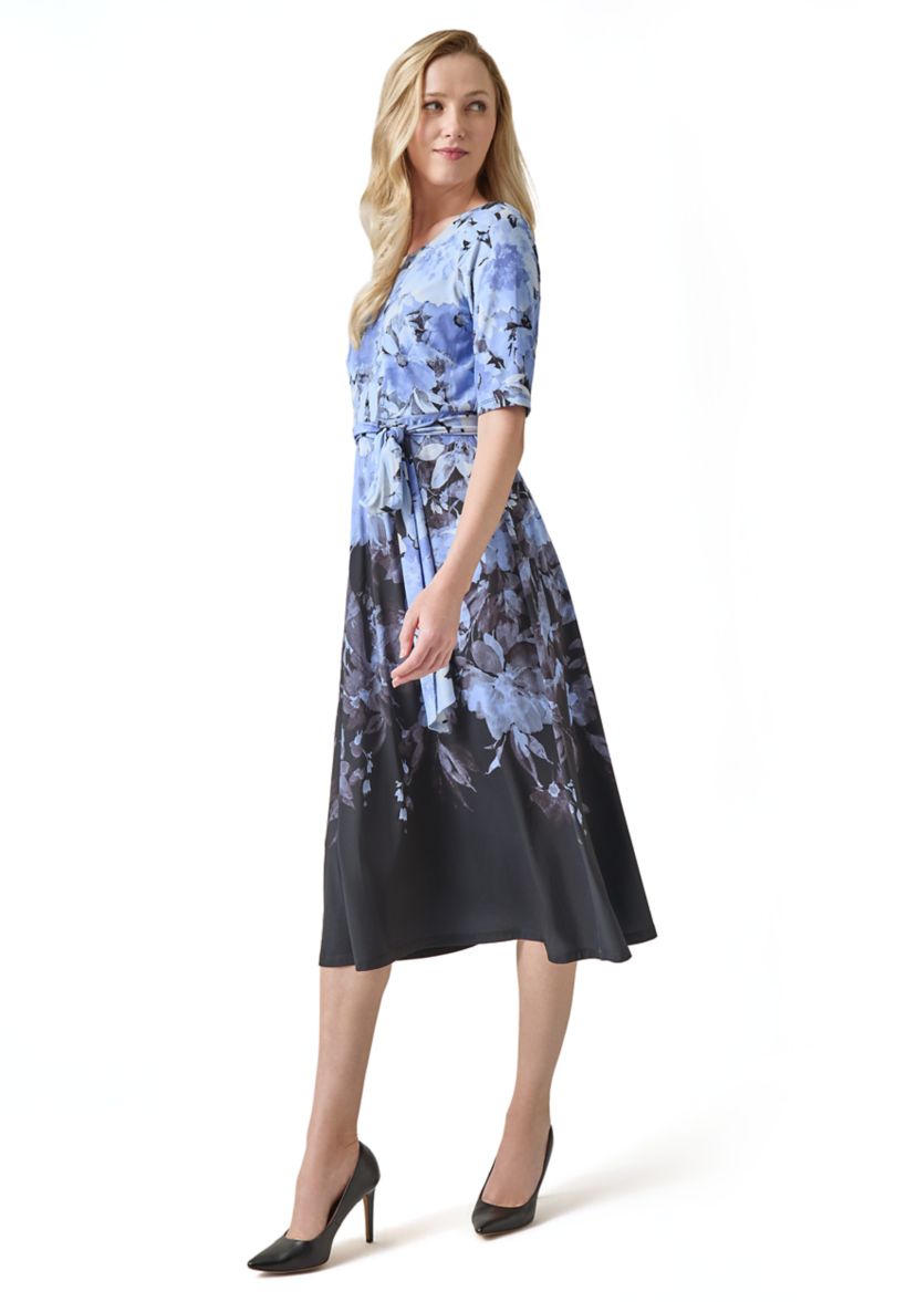 Womens Printed Fit and Flare Dress
