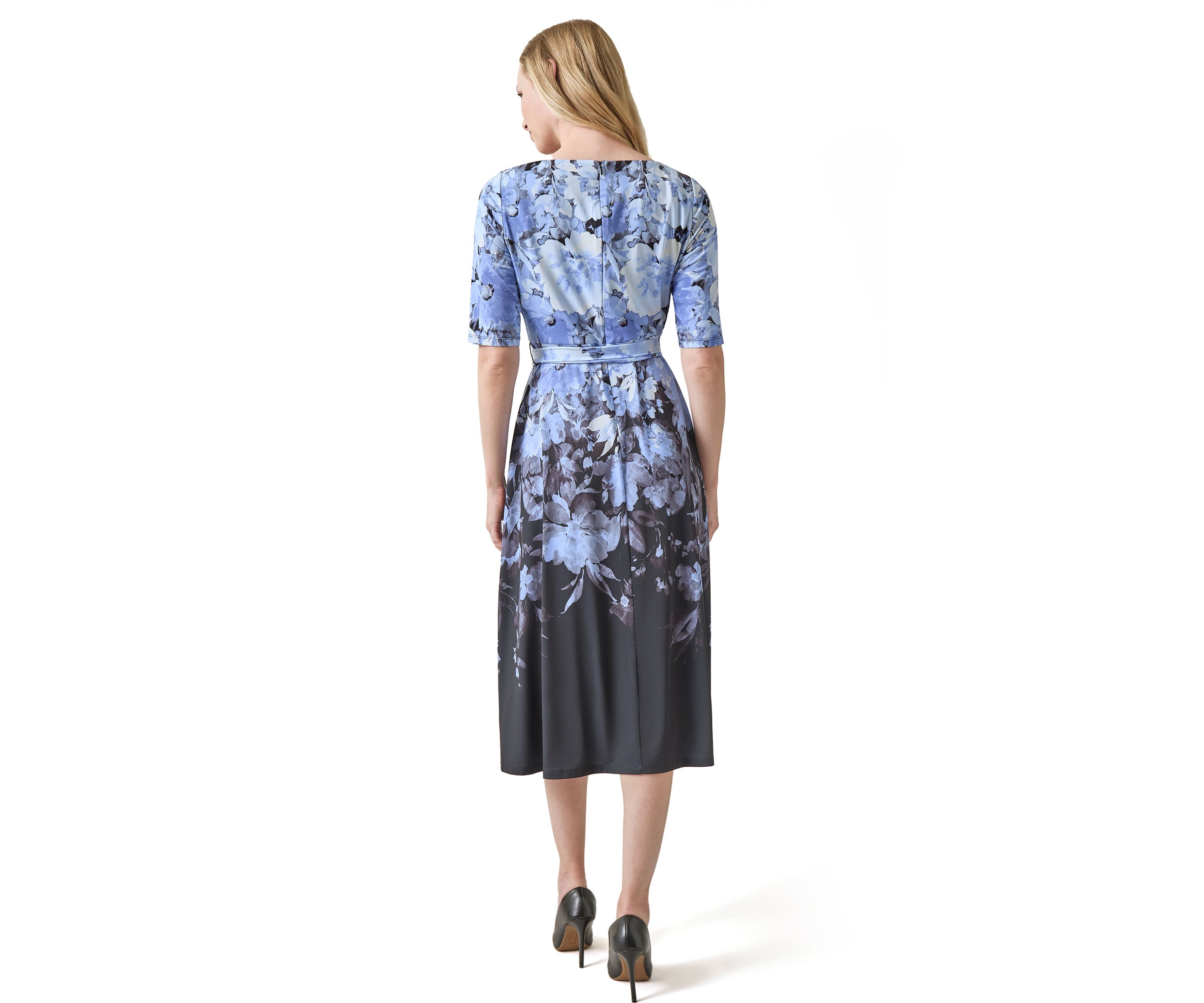 Petite Printed Fit and Flare Dress