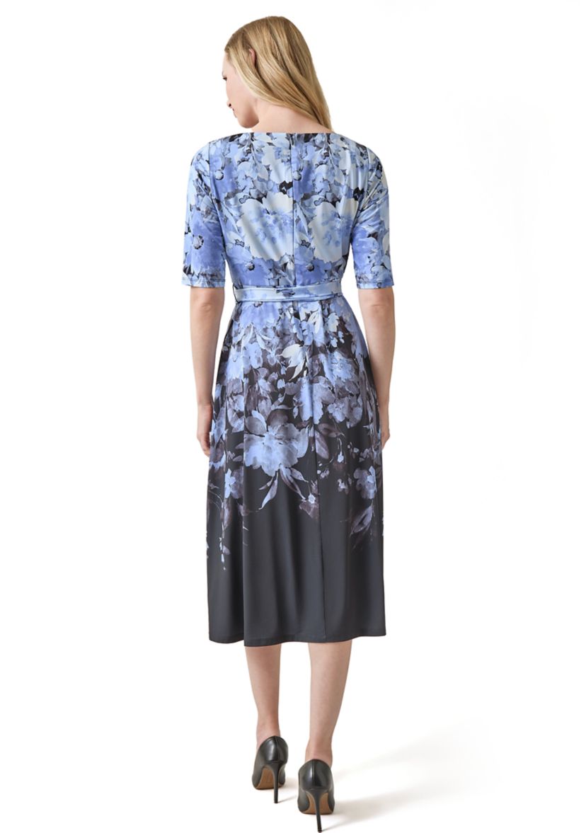 Petite Printed Fit and Flare Dress