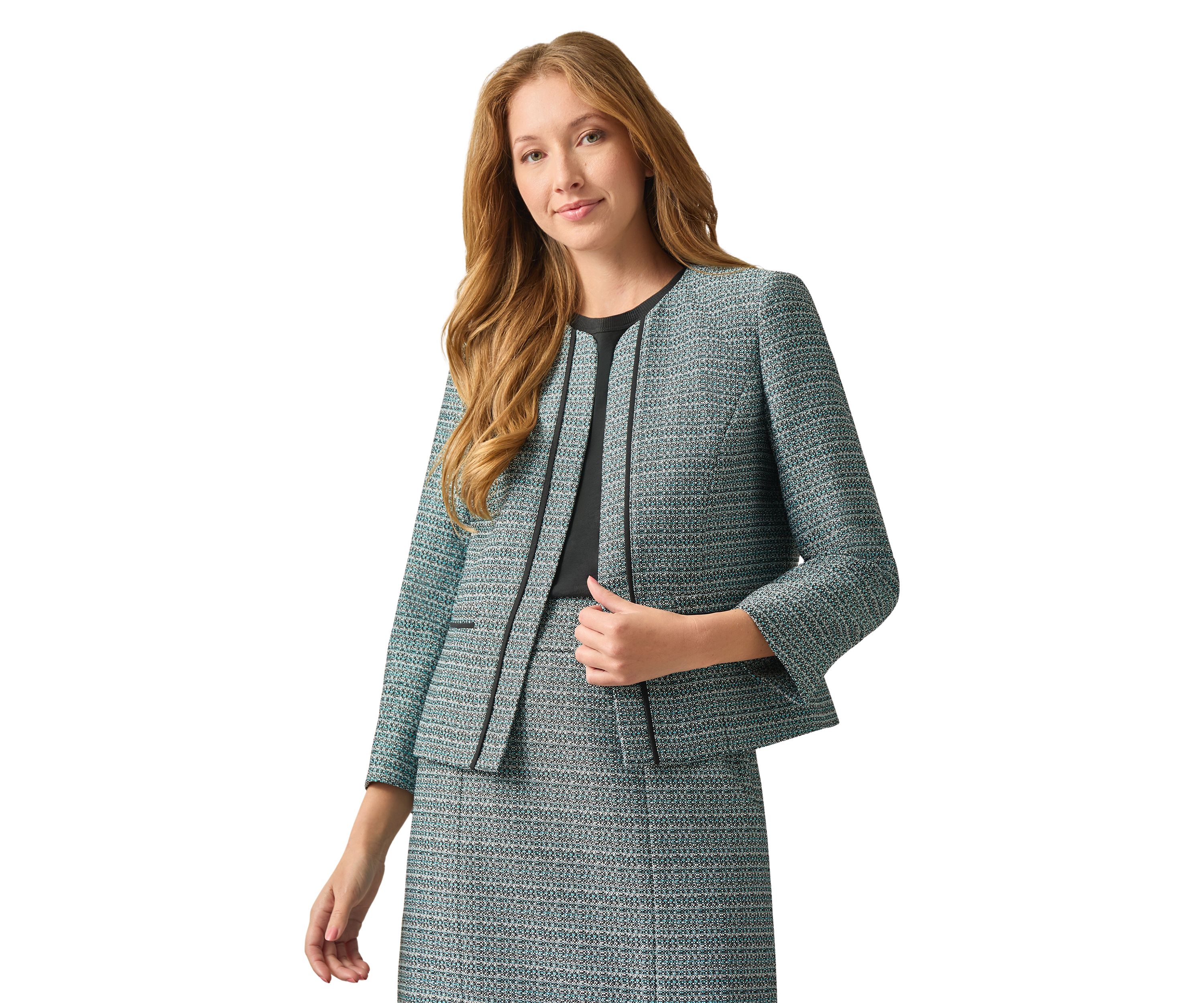 Womens 3/4 Sleeve Open Combo Jacket