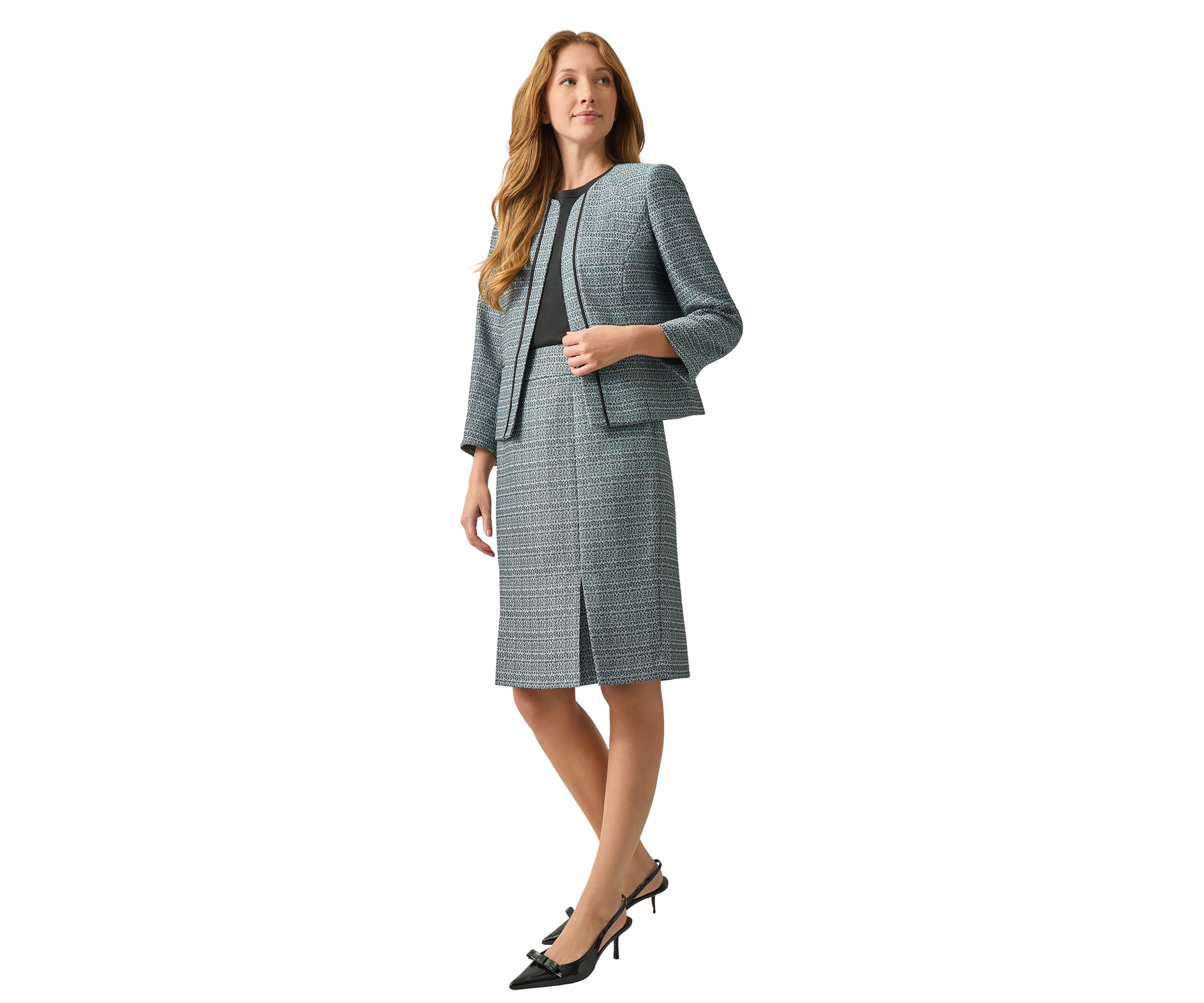 Womens 3/4 Sleeve Open Combo Jacket