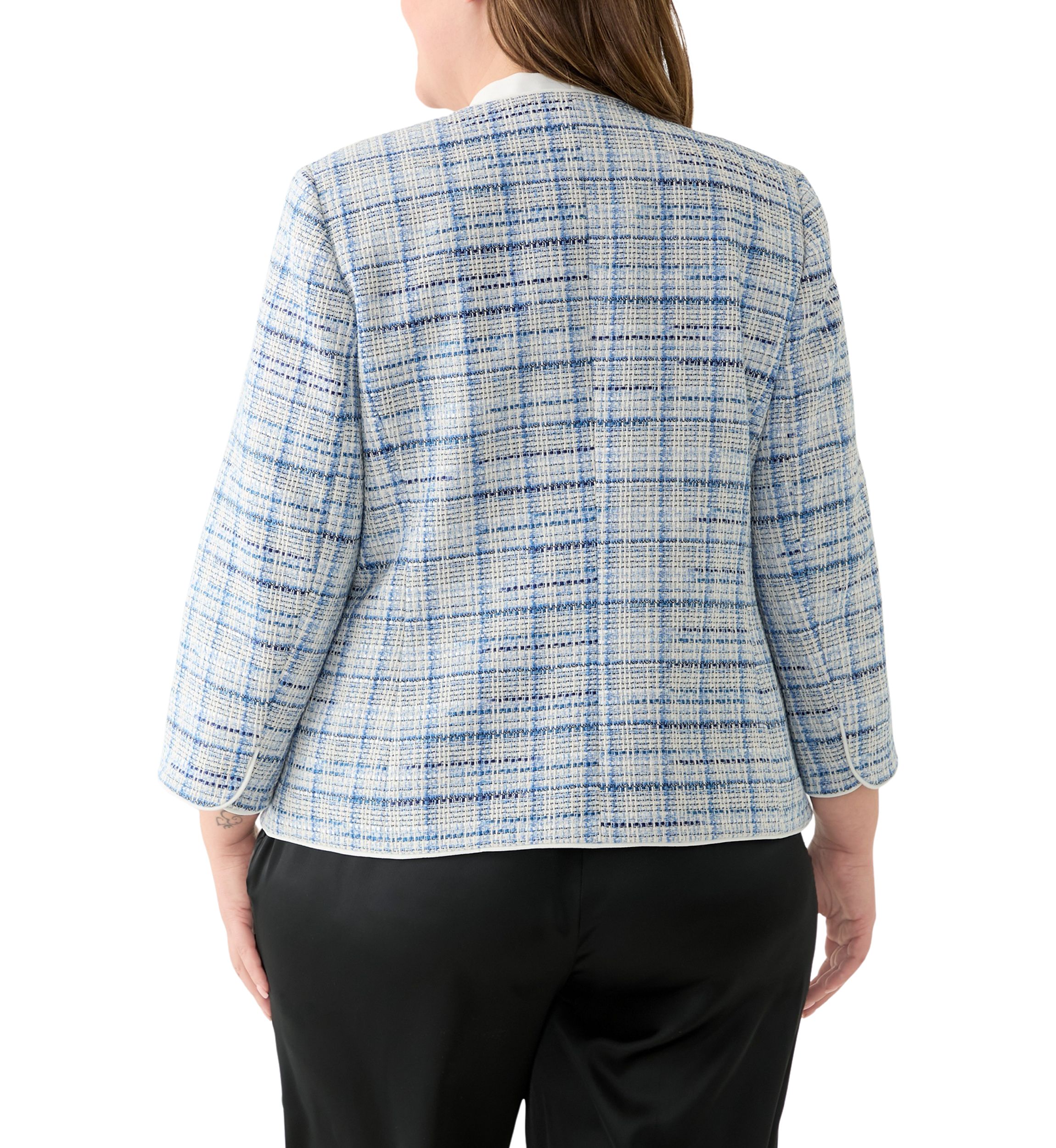 Plus Size Open Front 3/4 Sleeve Jacket