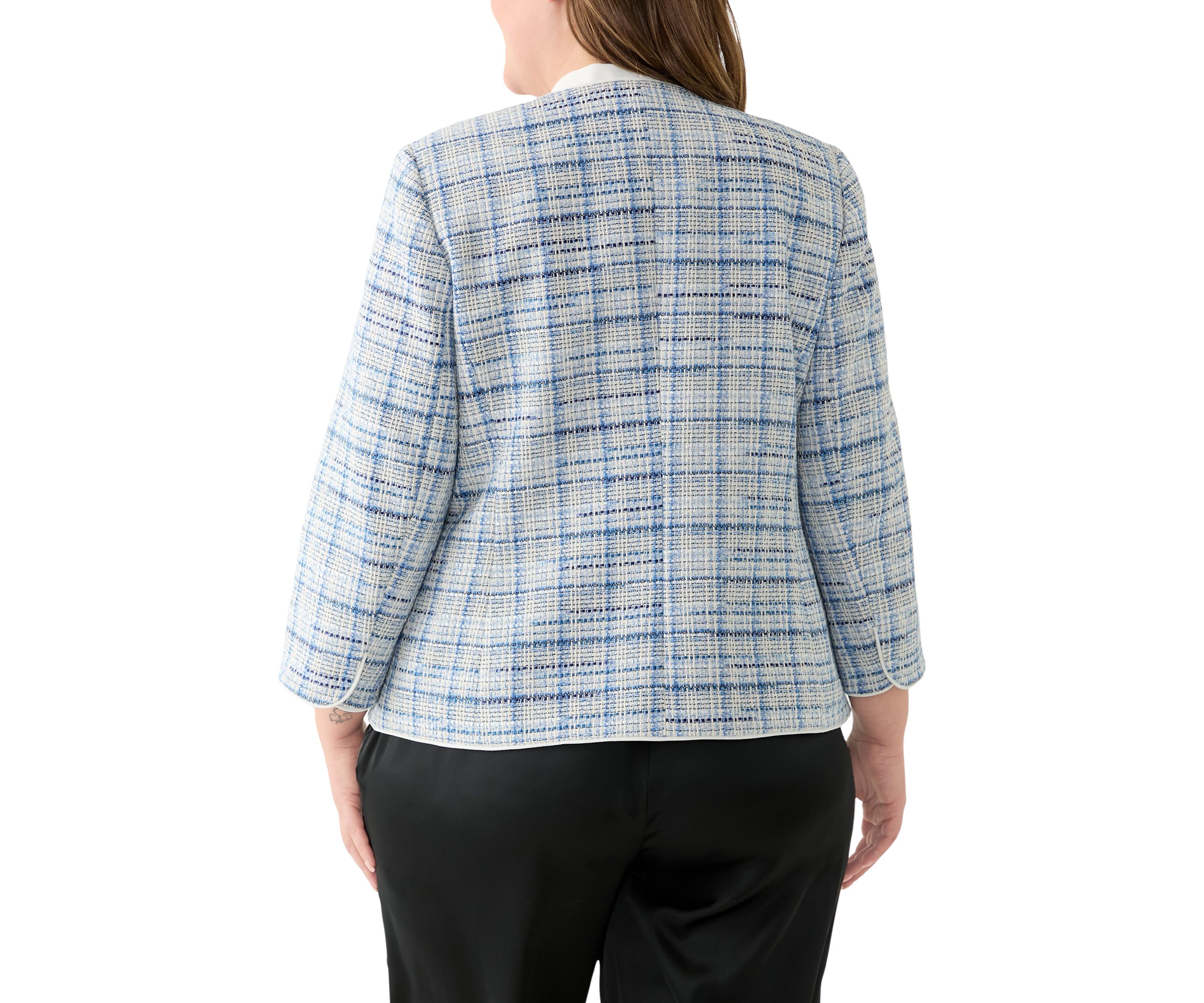 Plus Size Open Front 3/4 Sleeve Jacket