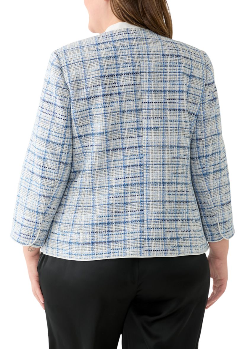 Plus Size Open Front 3/4 Sleeve Jacket