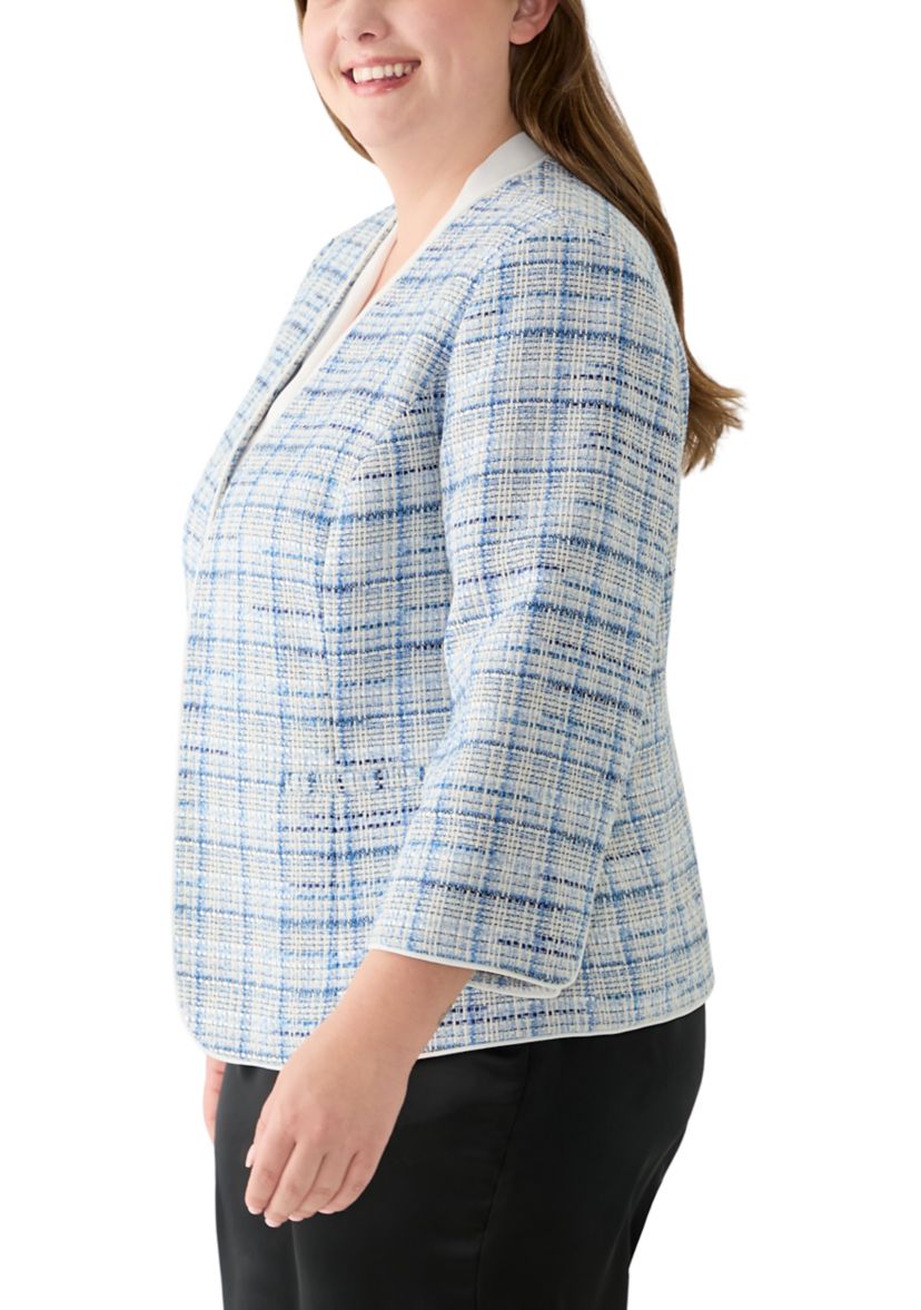 Plus Size Open Front 3/4 Sleeve Jacket
