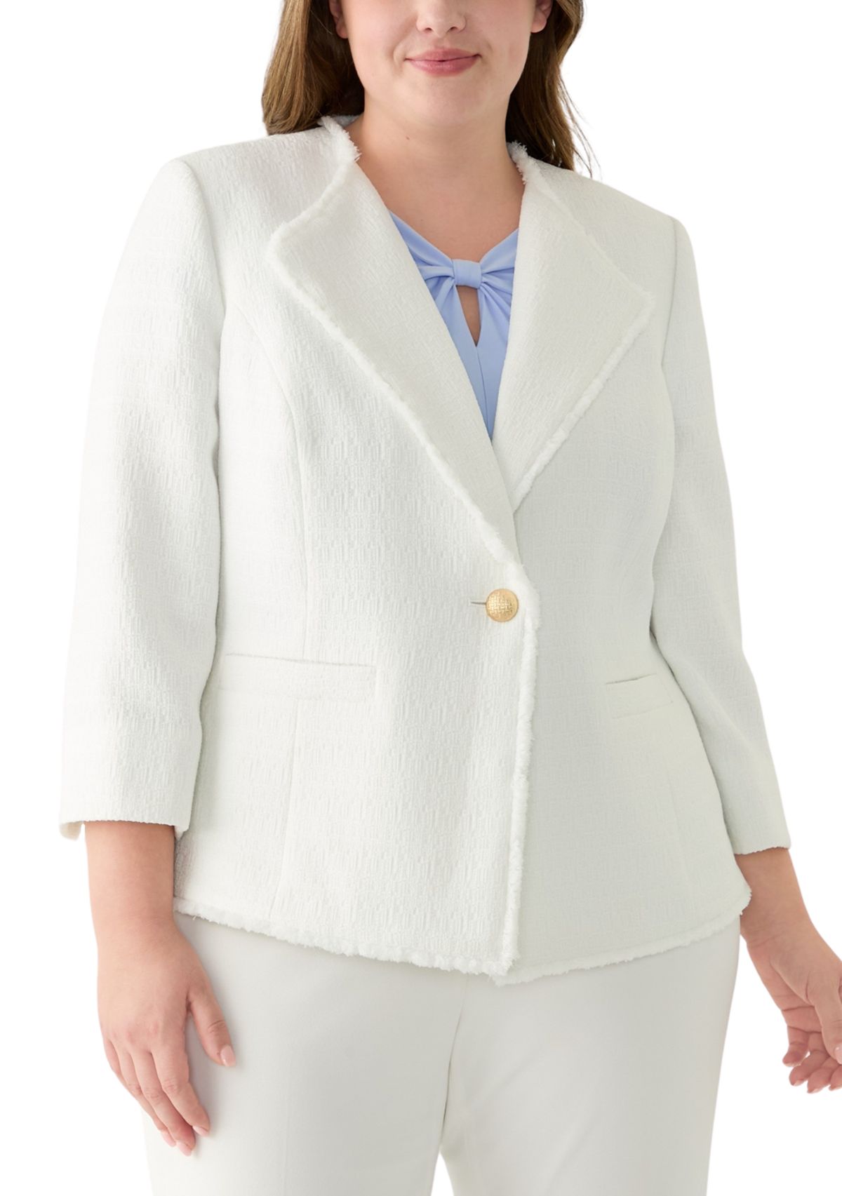 Plus Size One Button Wing Lapel Jacket